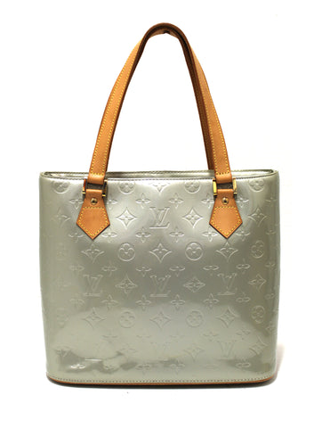 Authentic Louis Vuitton Vernis Light Green-Grey Houston Tote Shoulder Bag