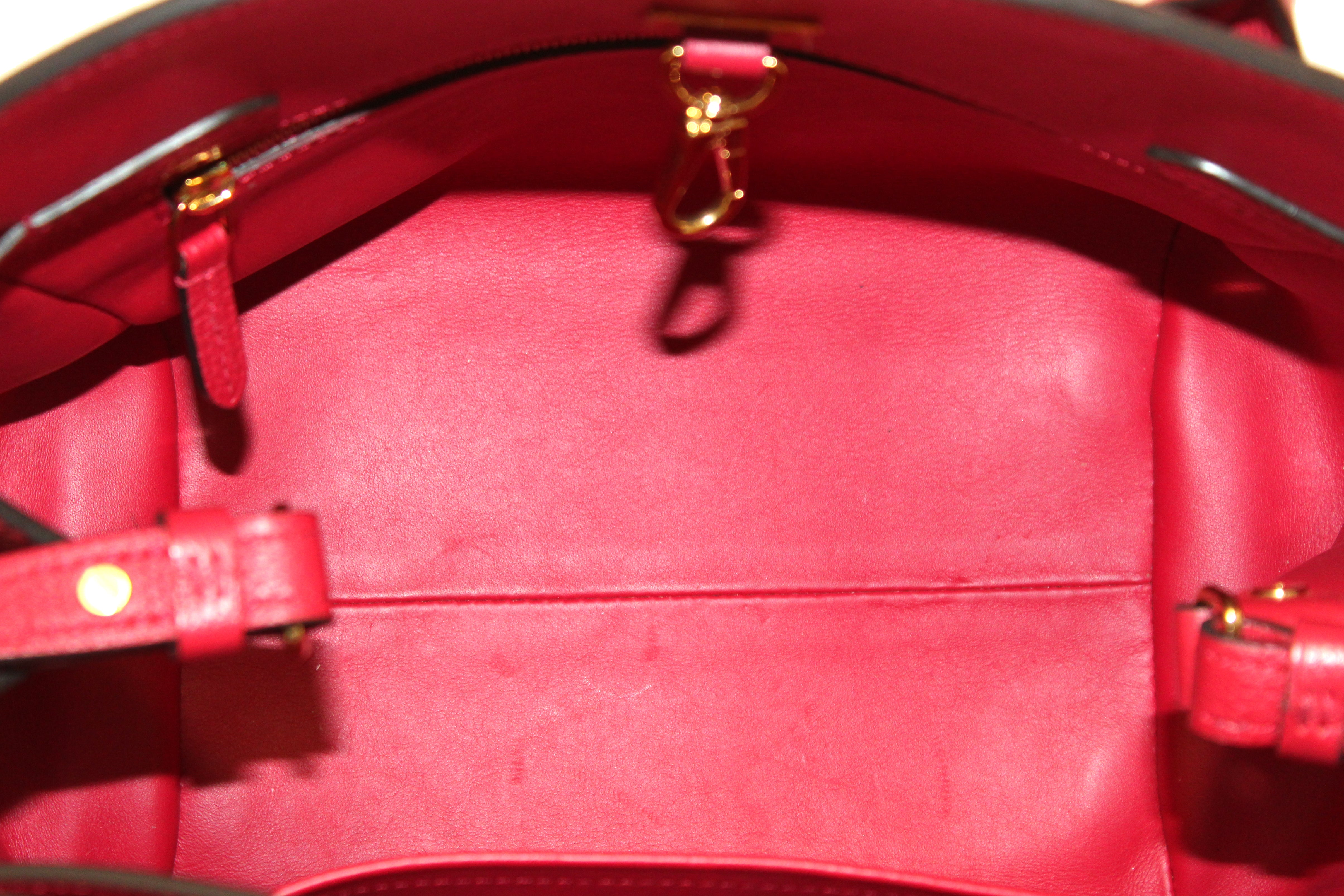 LOUIS VUITTON Authentic Red W Veau PM Cashmere Leather Tote