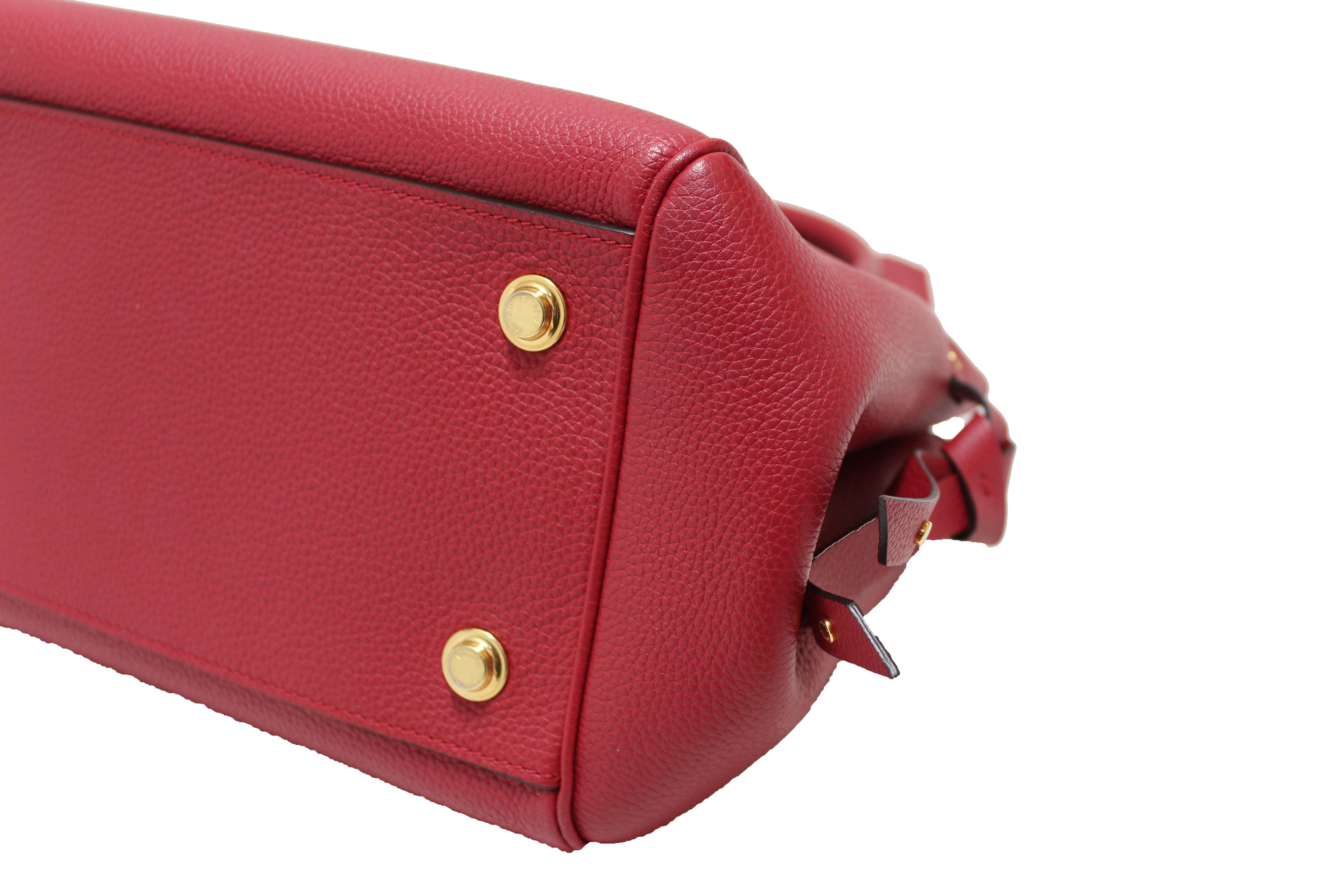 Authentic Louis Vuitton Carmine Red Leather Veau Nuage Milla PM Bag
