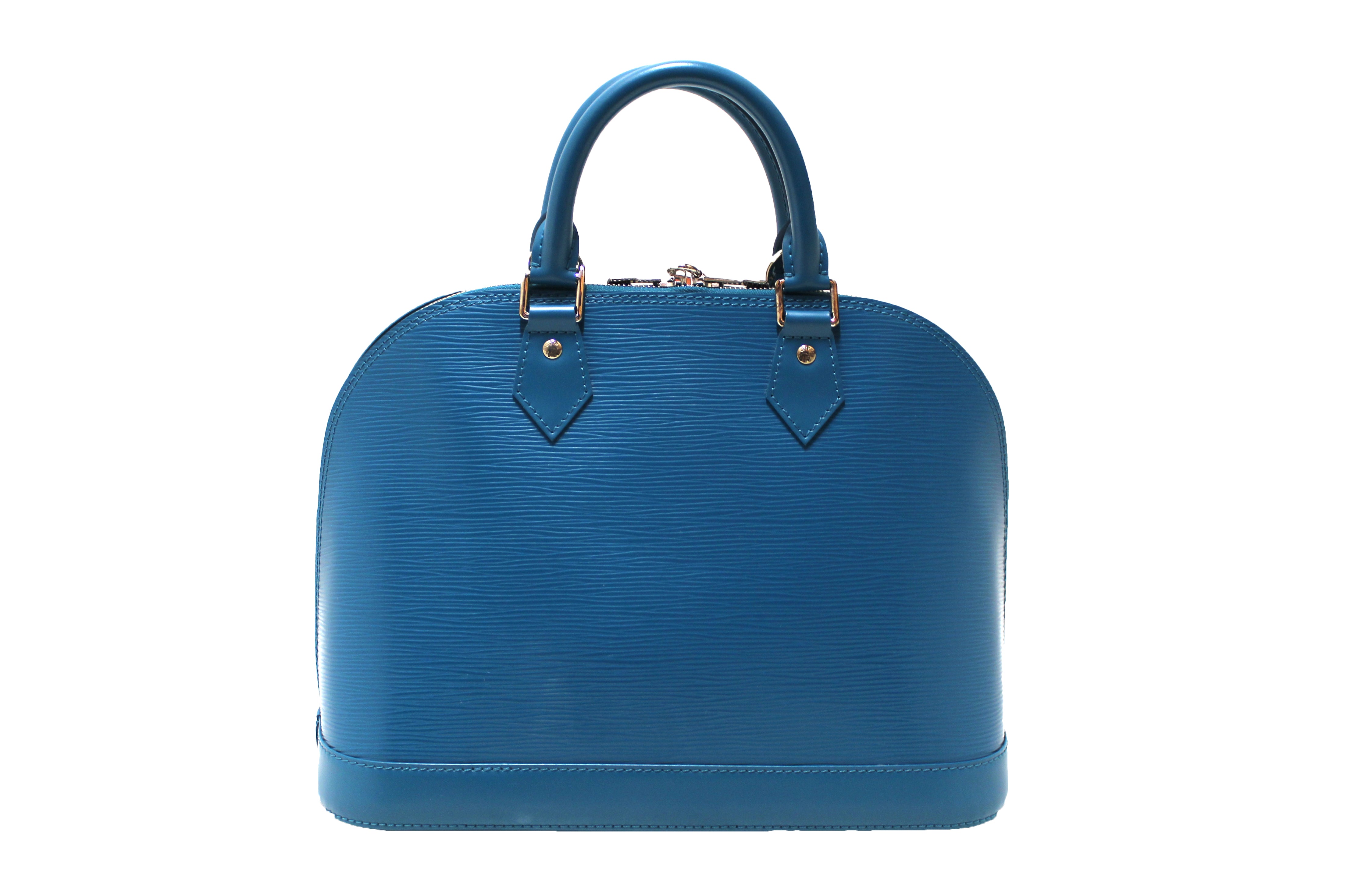 Louis Vuitton LV Cyan Blue Epi Leather Mini Alma BB Crossbody Bag w. Dust  Bag For Sale at 1stDibs