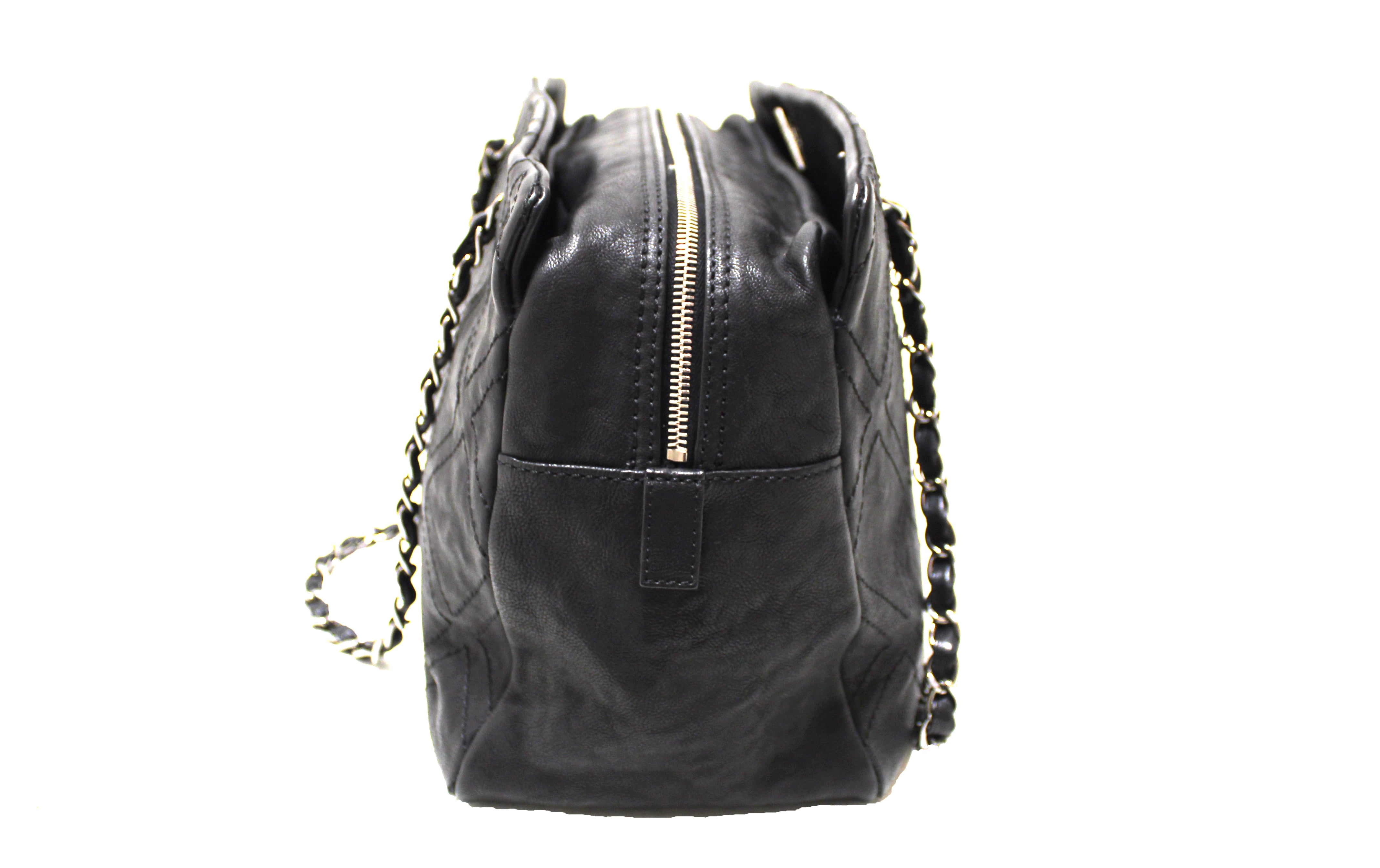Authentic Chanel Black Outdoor Ligne Diamond Stitch Caviar Leather Shoulder Bag