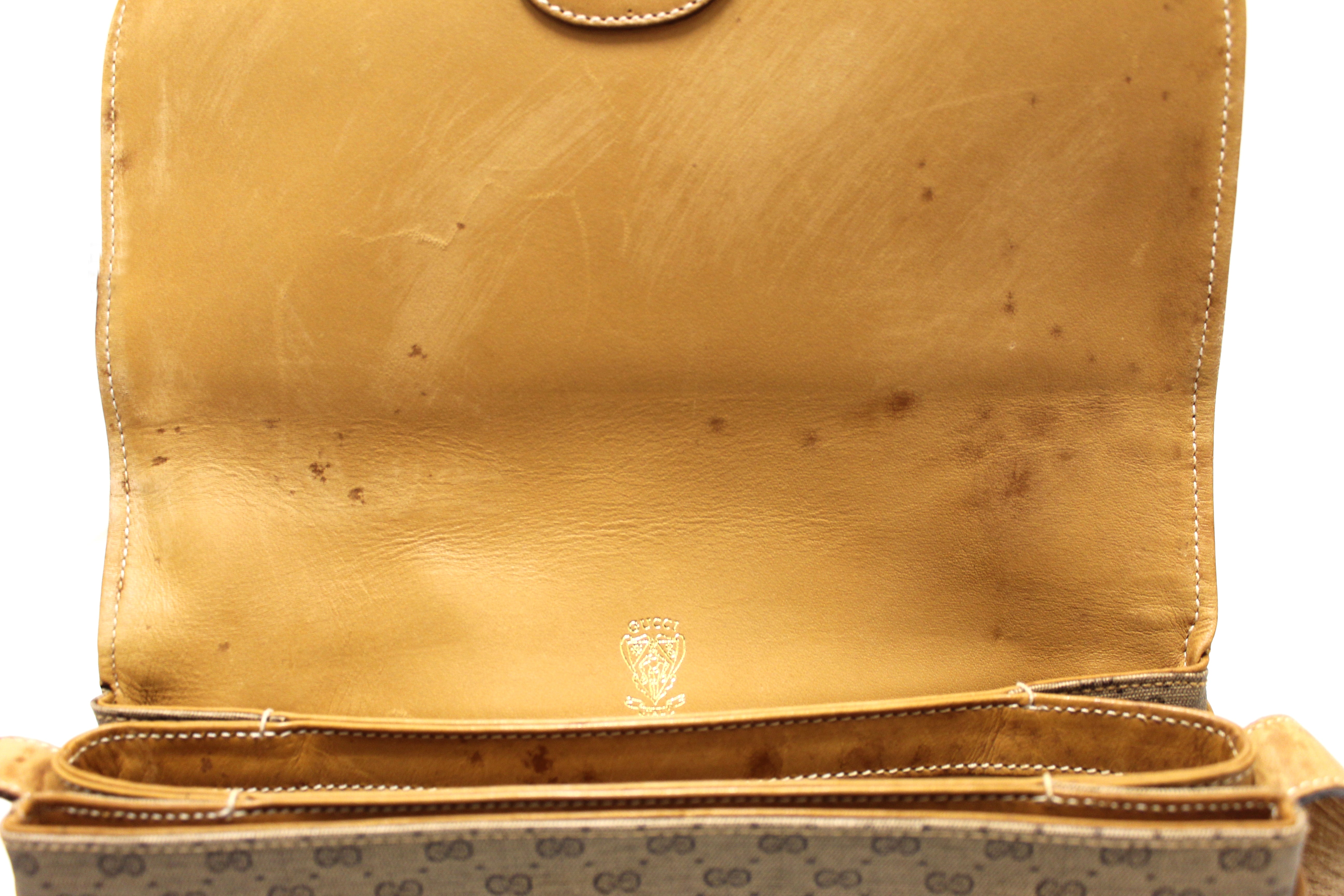 Gucci Vintage Brown GG Monogram Crossbody Clutch Bag