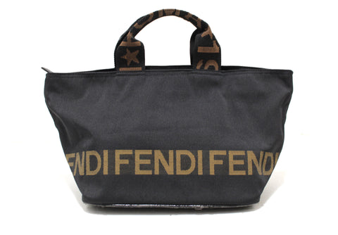 Authentic Fendi Black Fabric Square Tote handbag