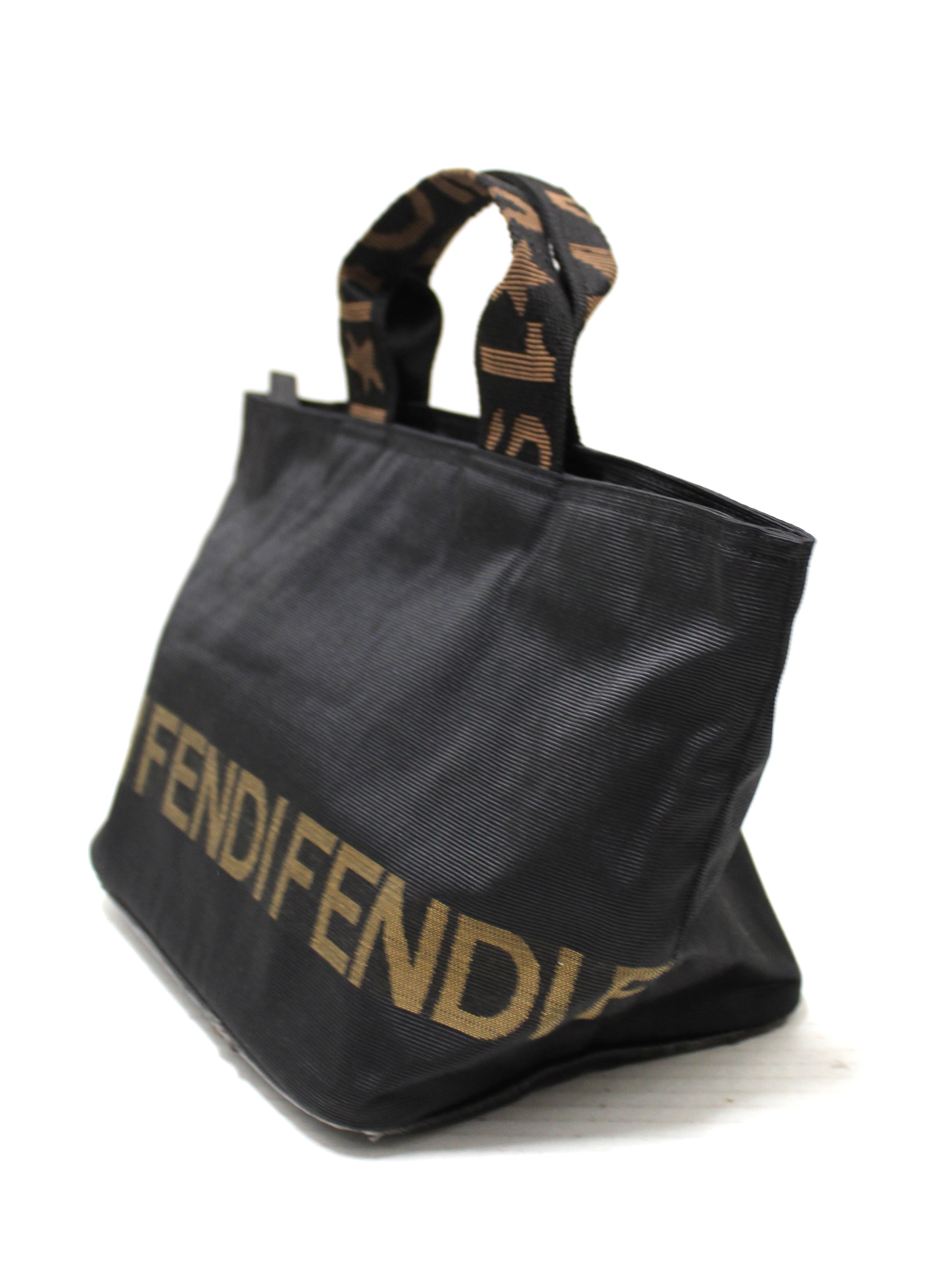 Authentic Fendi Black Fabric Square Tote handbag