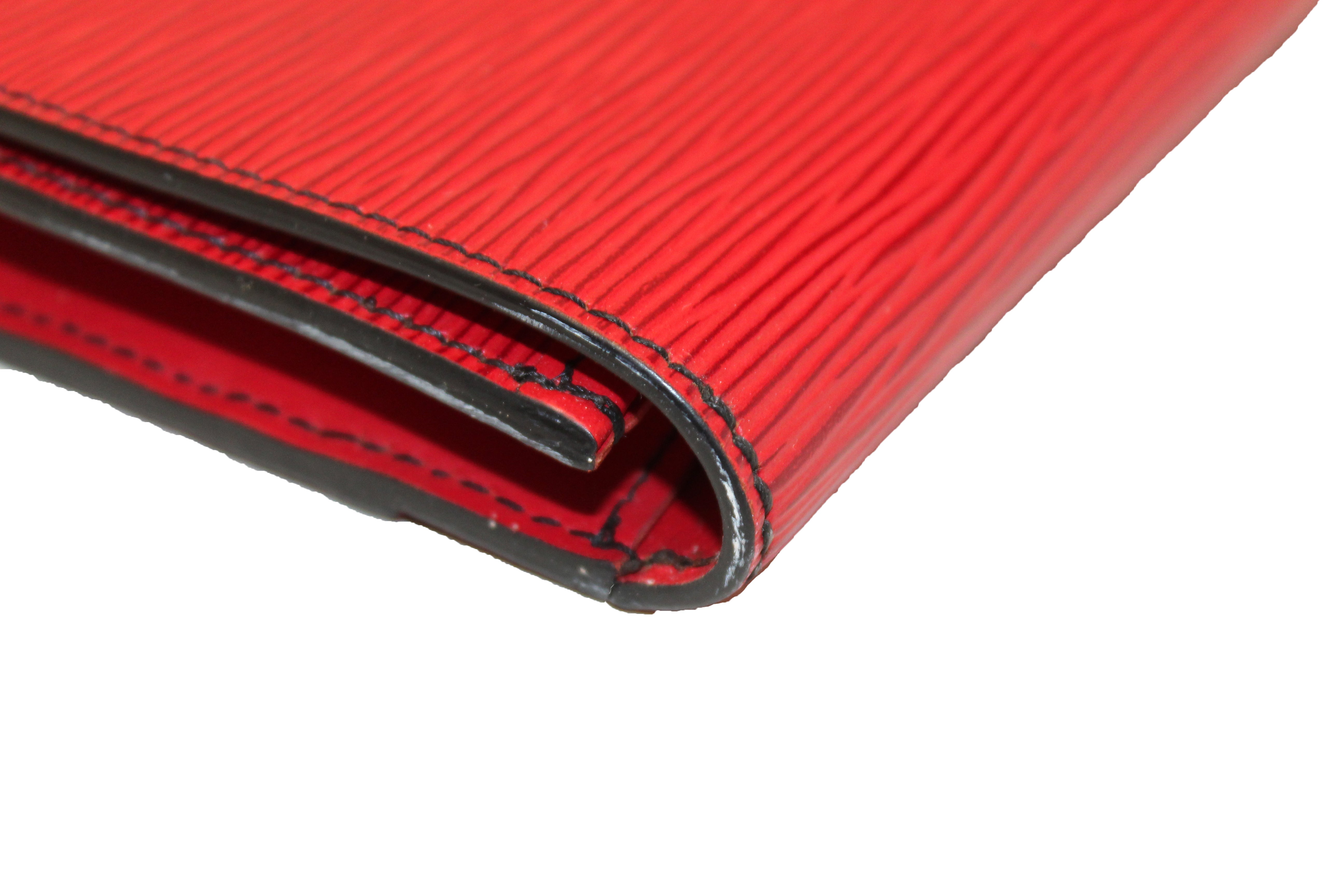 Authentic Louis Vuitton Red Epi Leather Pochette Business Flap Envelope Clutch Envelope
