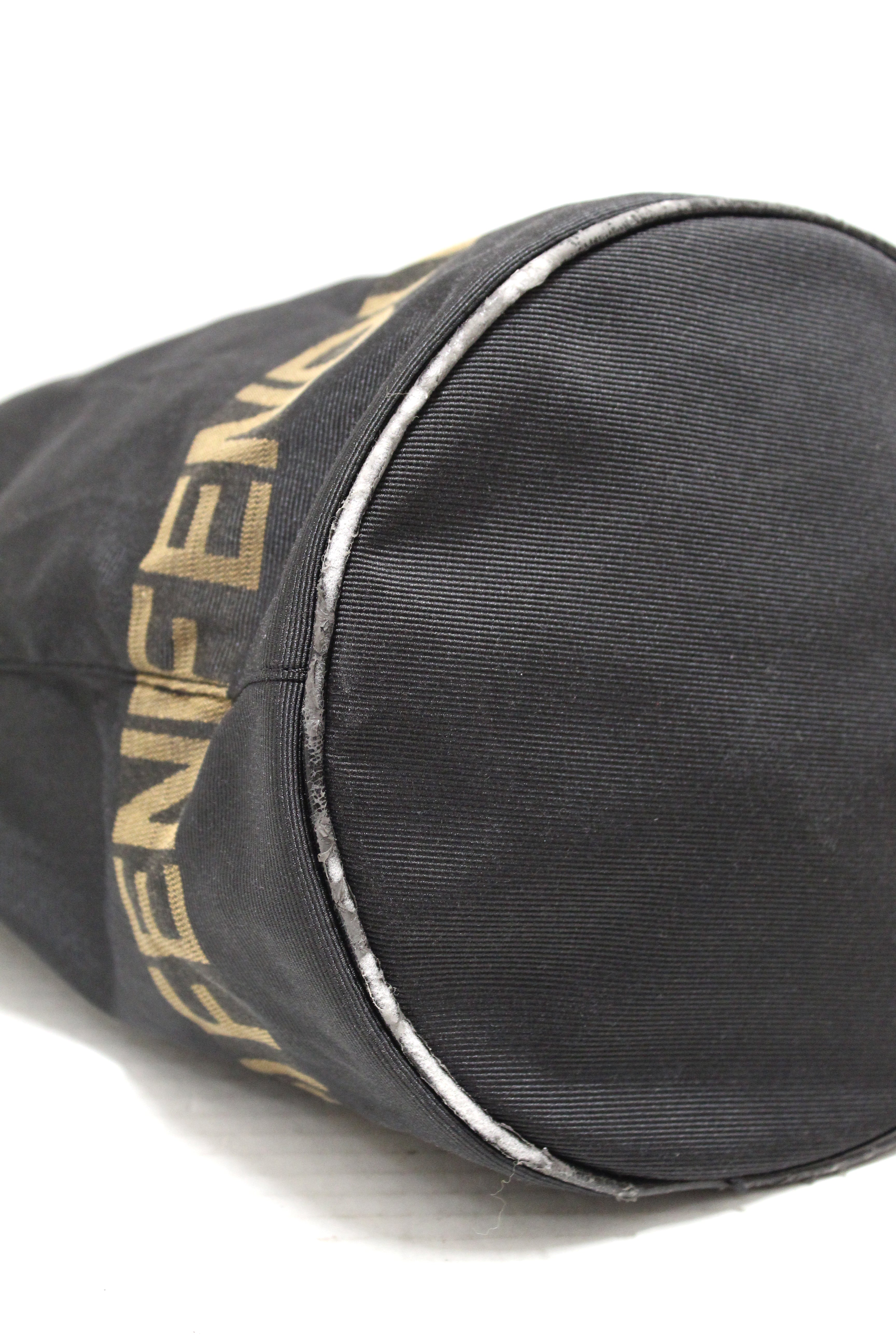 Authentic Fendi Vintage Black Nylon Zucca Logo Bucket Bag
