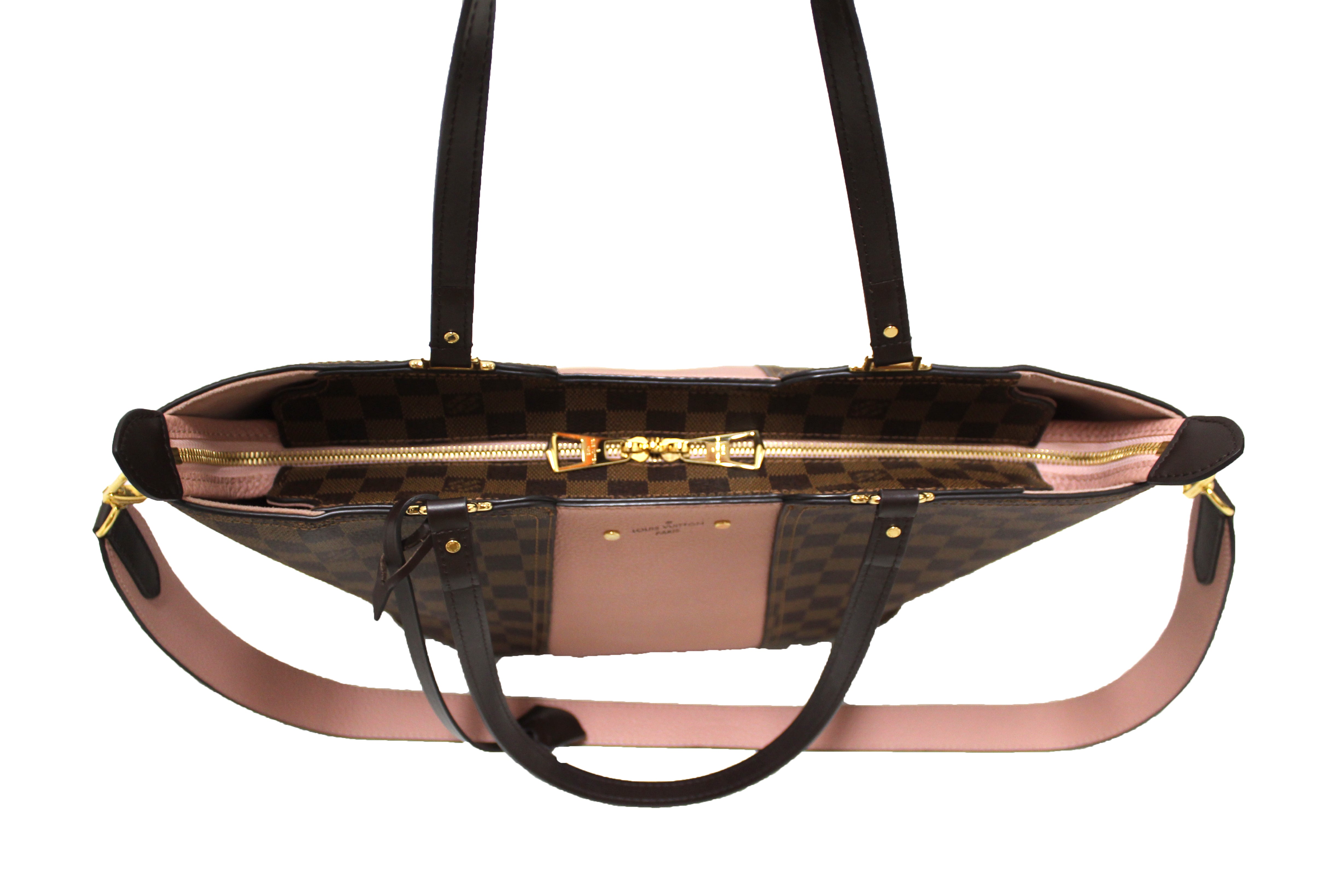 Authentic Louis Vuitton Damier Ebene with Pink Leather Jersey Tote Bag –  Paris Station Shop