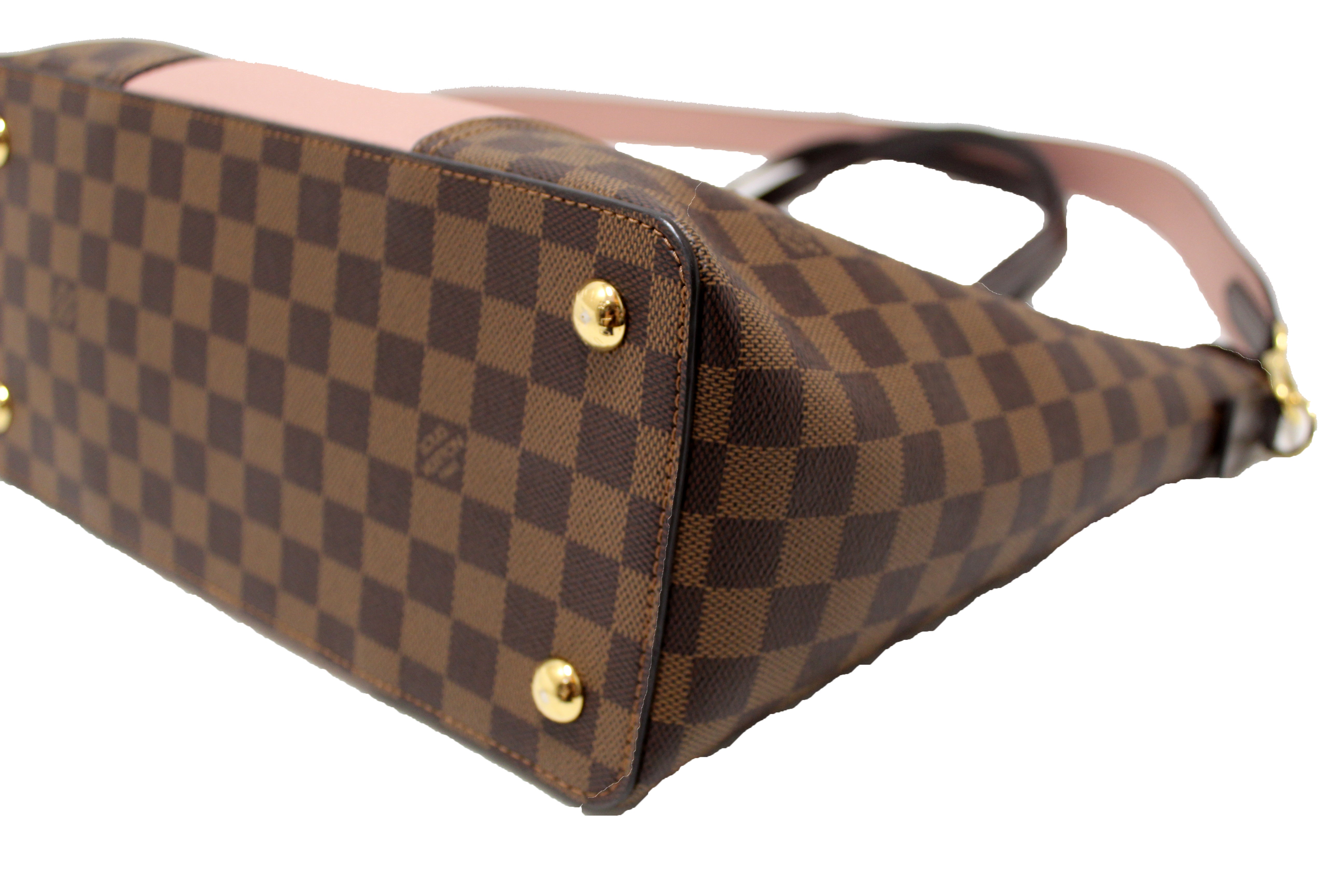 Authentic Louis Vuitton Damier Ebene with Pink Leather Jersey Tote Bag