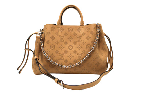 Authentic Louis Vuitton Brown Mahina Perforated Calfskin Leather Bella Tote