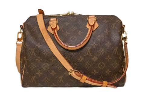 Authentic Louis Vuitton Classic Monogram Speedy 30 Bandouliere Bag