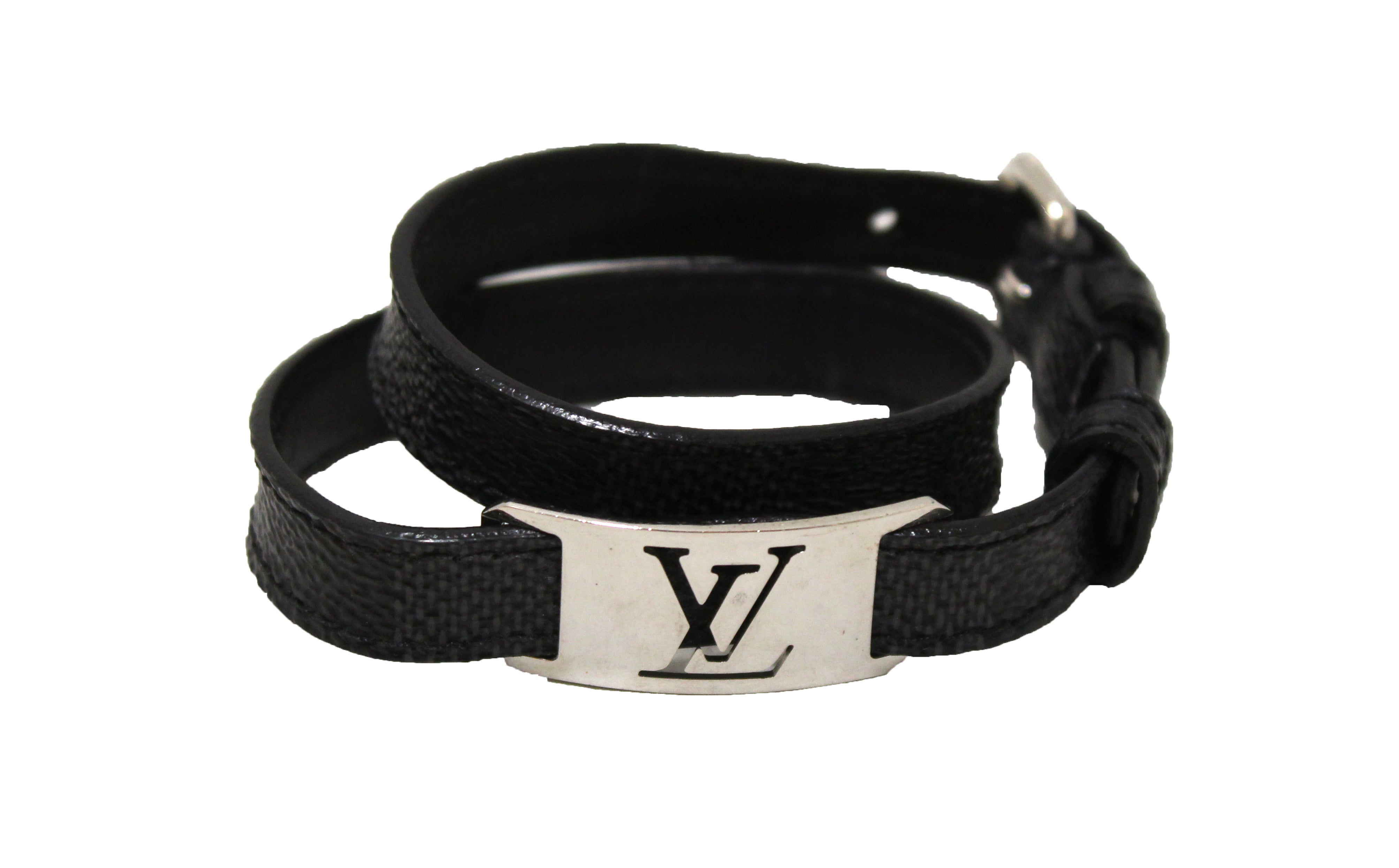 Louis Vuitton Damier Graphite Check It Reversible Bracelet Cuff Bangle 862366