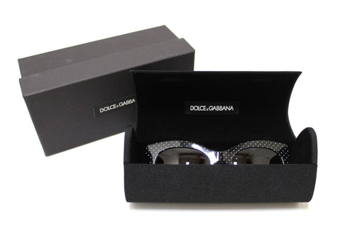 Authentic New Dolce and Gabbana Black with White Pin dot Sunglasses DG4311-F