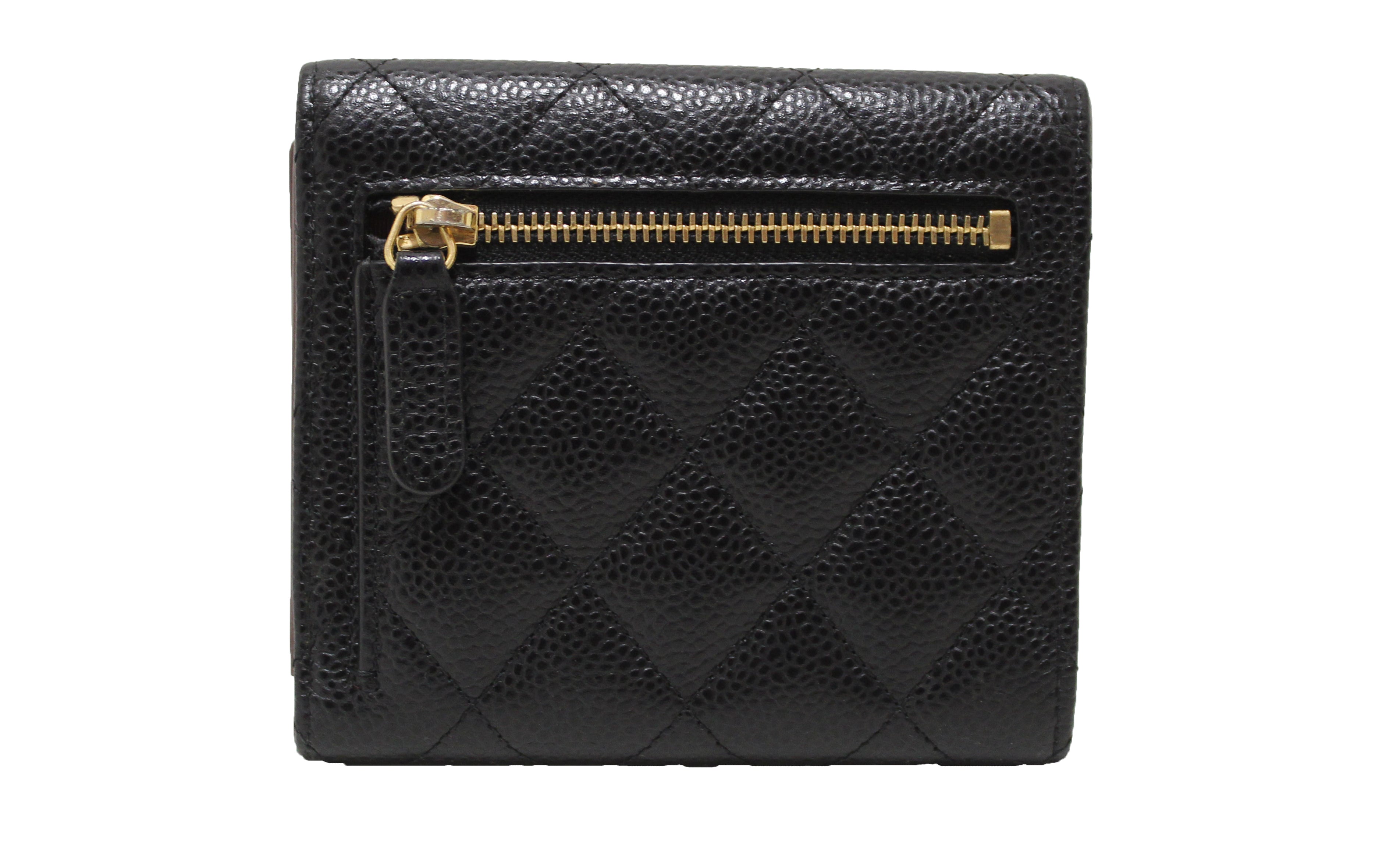 Authentic Chanel Black Quilted Caviar Leather Classic Small Flap Walle –  Paris Station Shop