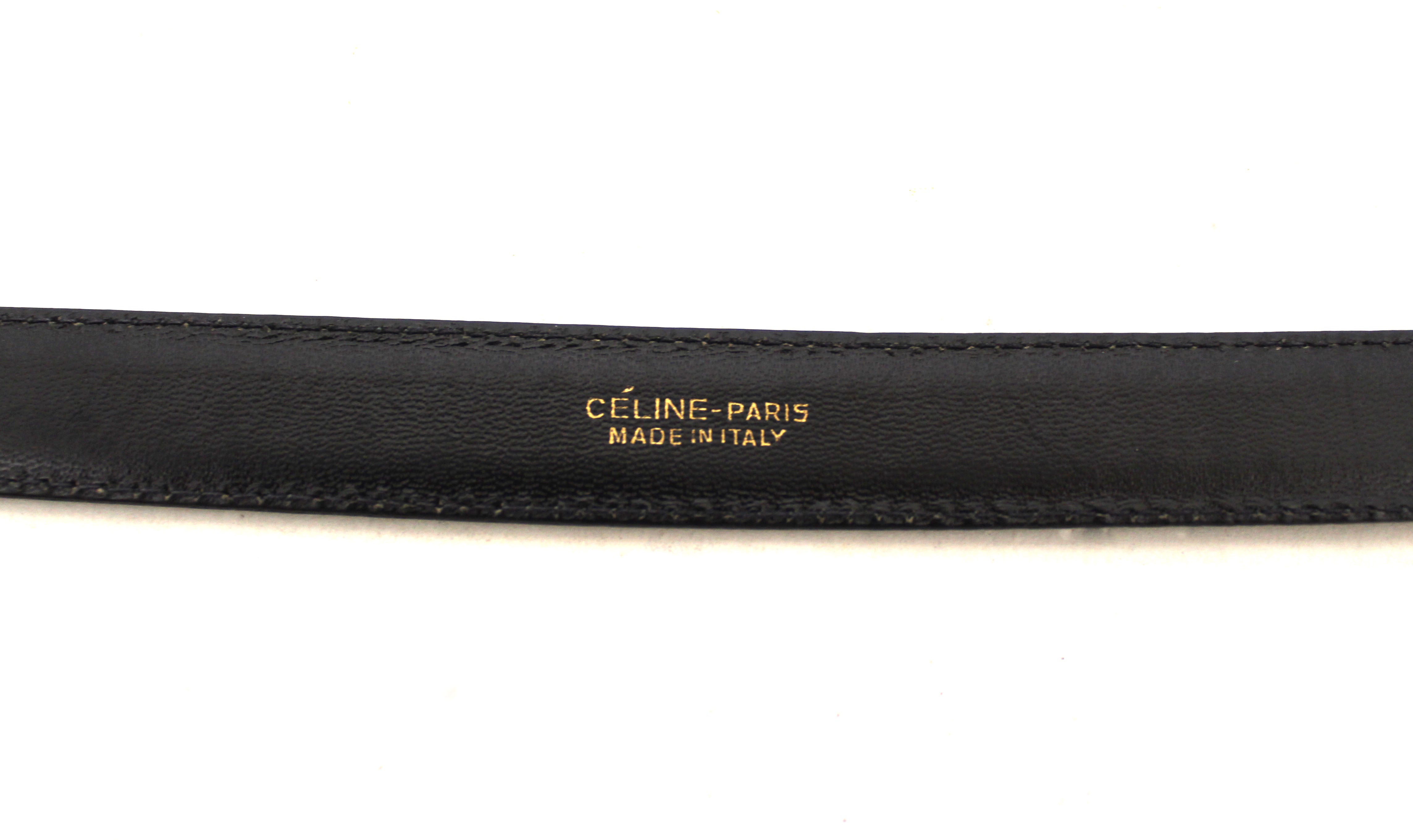 Authentic Celine Vintage Black Leather with Chain Link Belt
