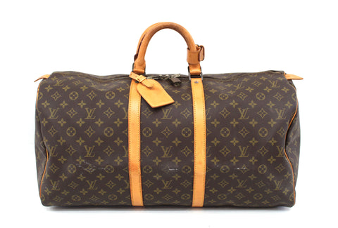 Authentic Louis Vuitton Classic Monogram Keepall 55 Travel Bag