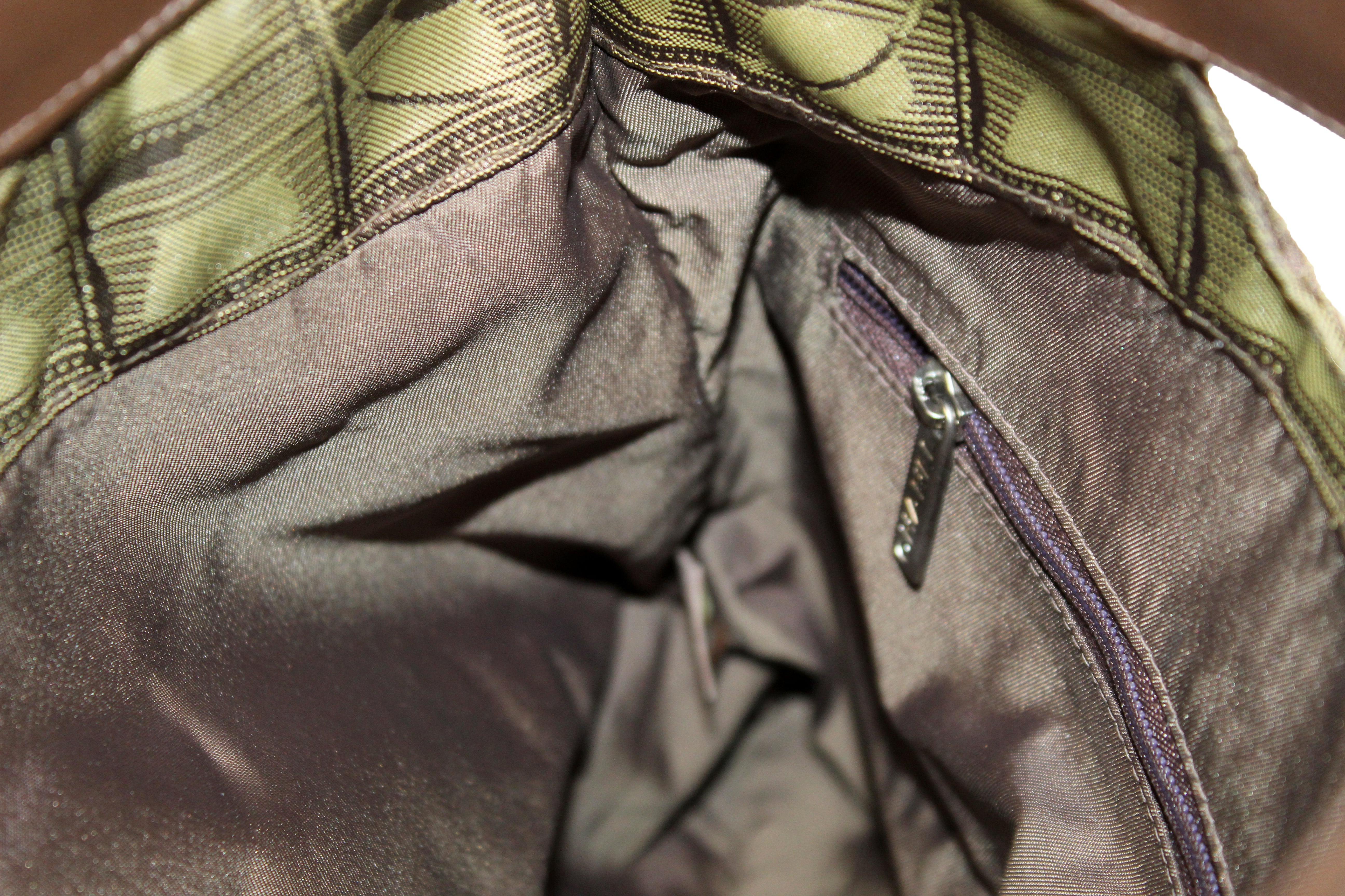 Authentic Chanel Green Travel Ligne Nylon Fold Over Folding Clutch Bag