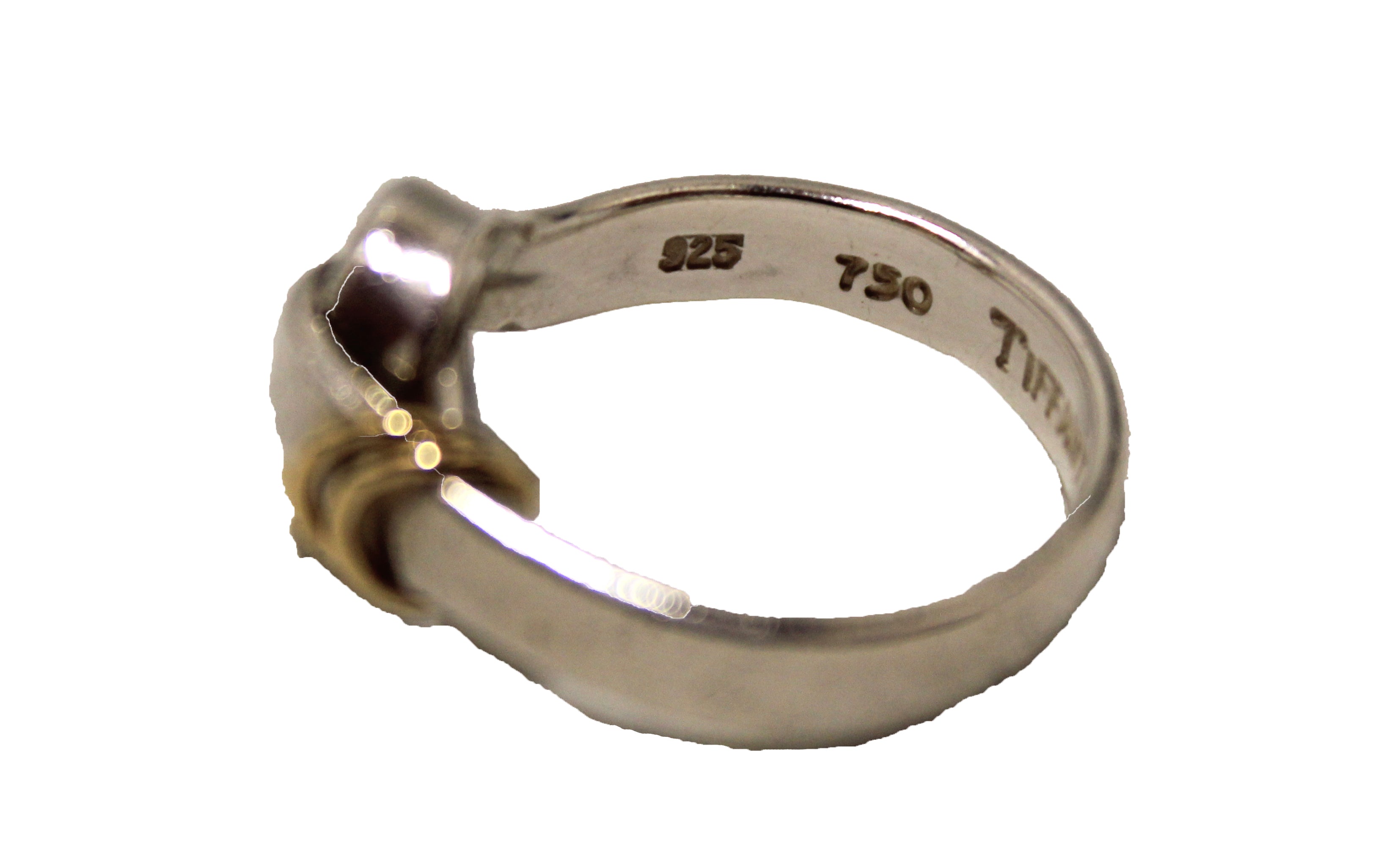 Authentic Tiffany & Co. 18K Gold & Sterling Silver 925 Hook and Eye Love Knot Ring Size 5.5