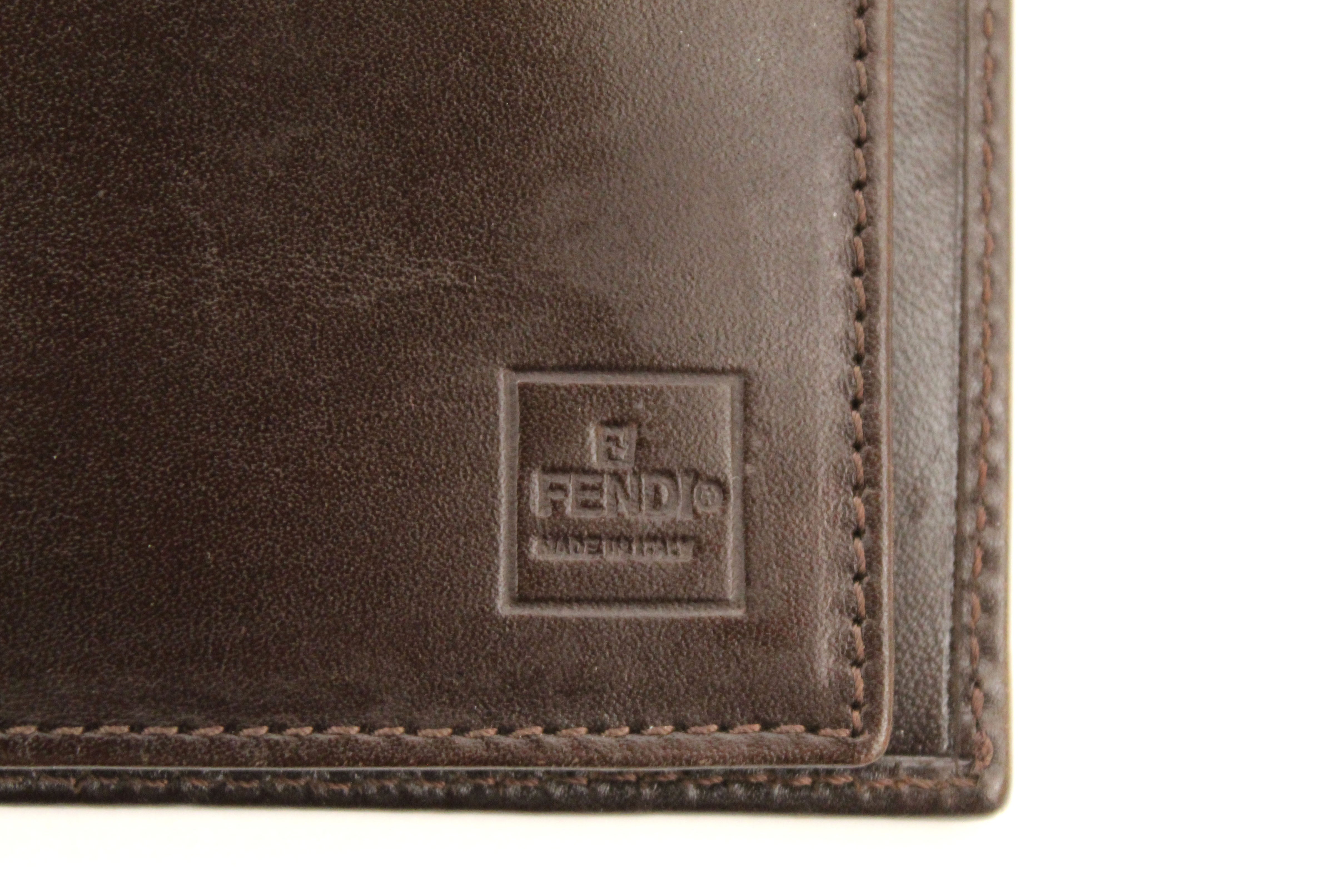 Authentic Fendi Zucca FF Logo Print Trifold Wallet