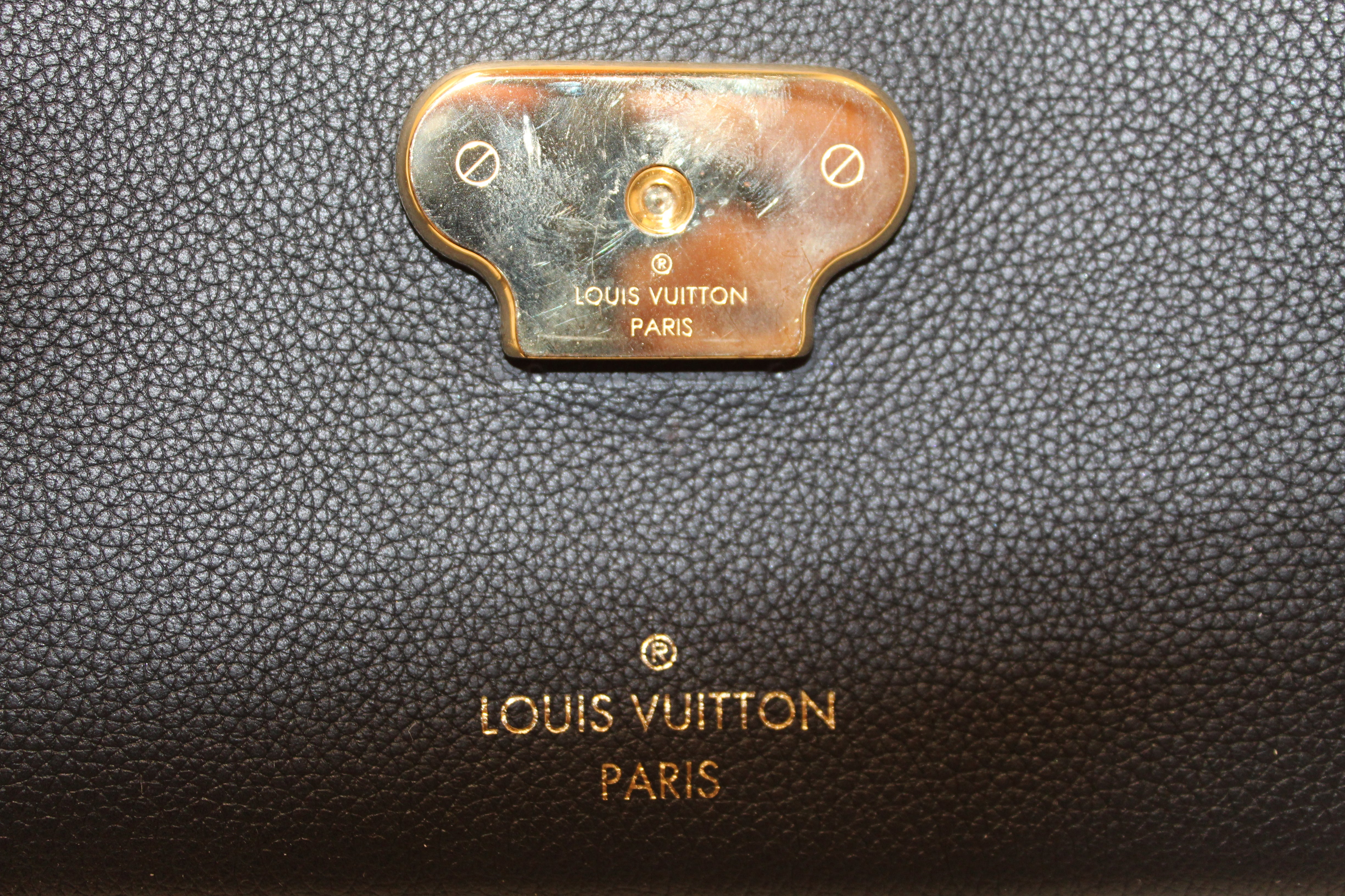 Authentic Louis Vuitton Damier Ebene Canvas with Black Soft Calf Leather Vavin PM