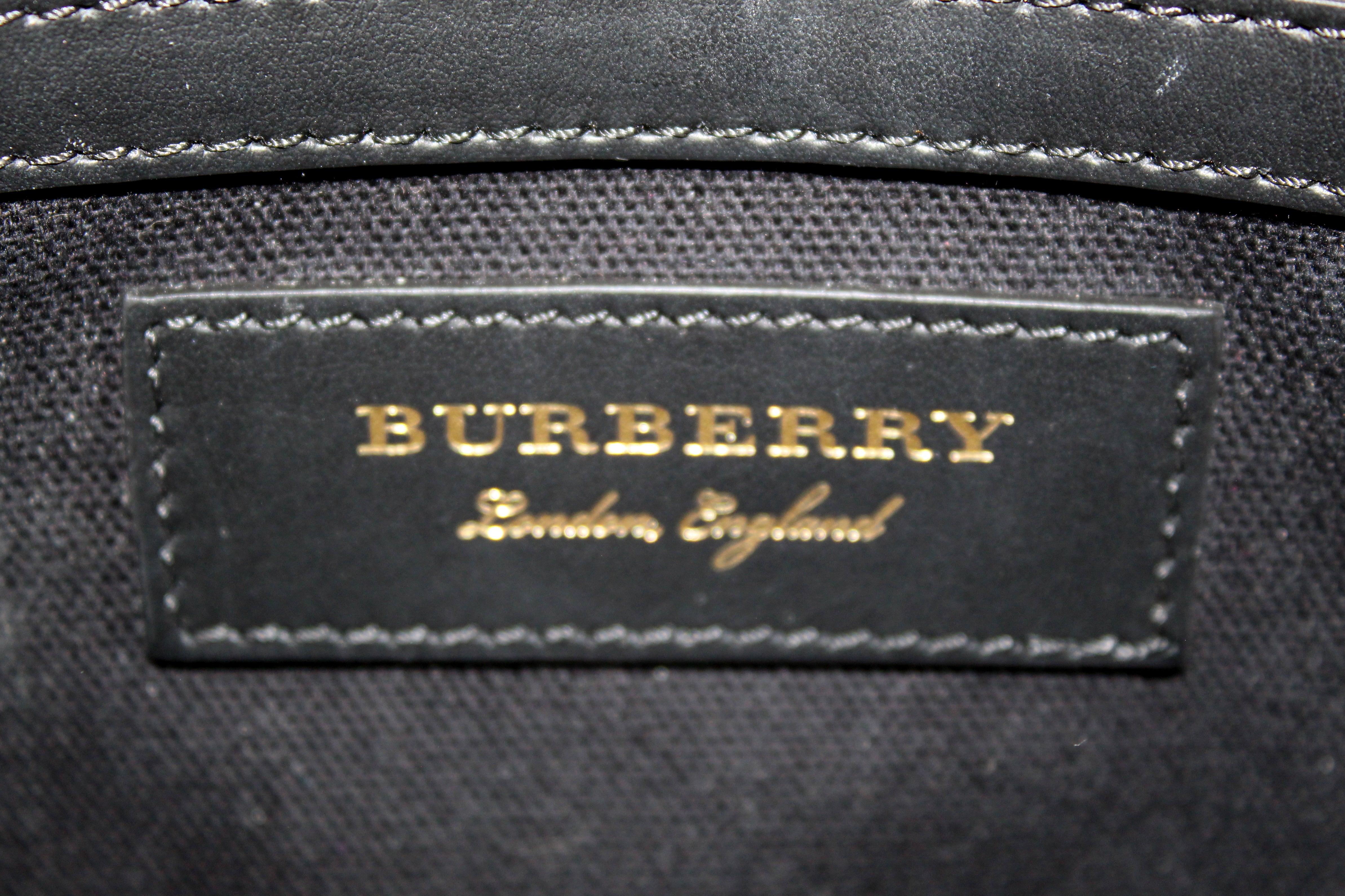 Authentic Burberry Brown Soft Grain Haymarket Block Small Loxley Crossbody Bag
