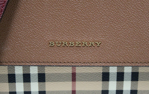 Authentic Burberry Brown Soft Grain Haymarket Block Small Loxley Crossbody Bag