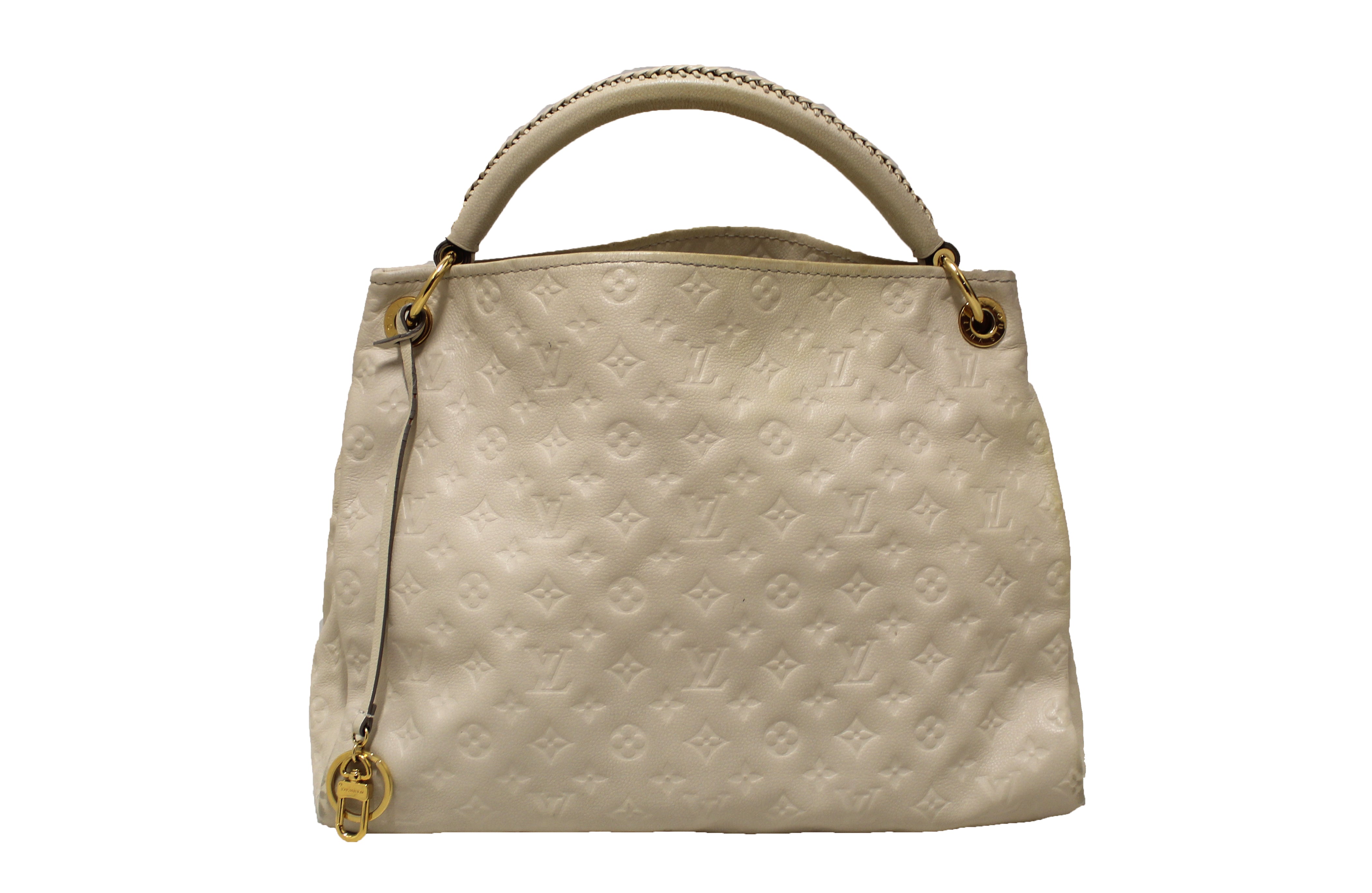 Authentic Louis Vuitton Beige Empreinte Leather Artsy MM Shoulder Tote Bag