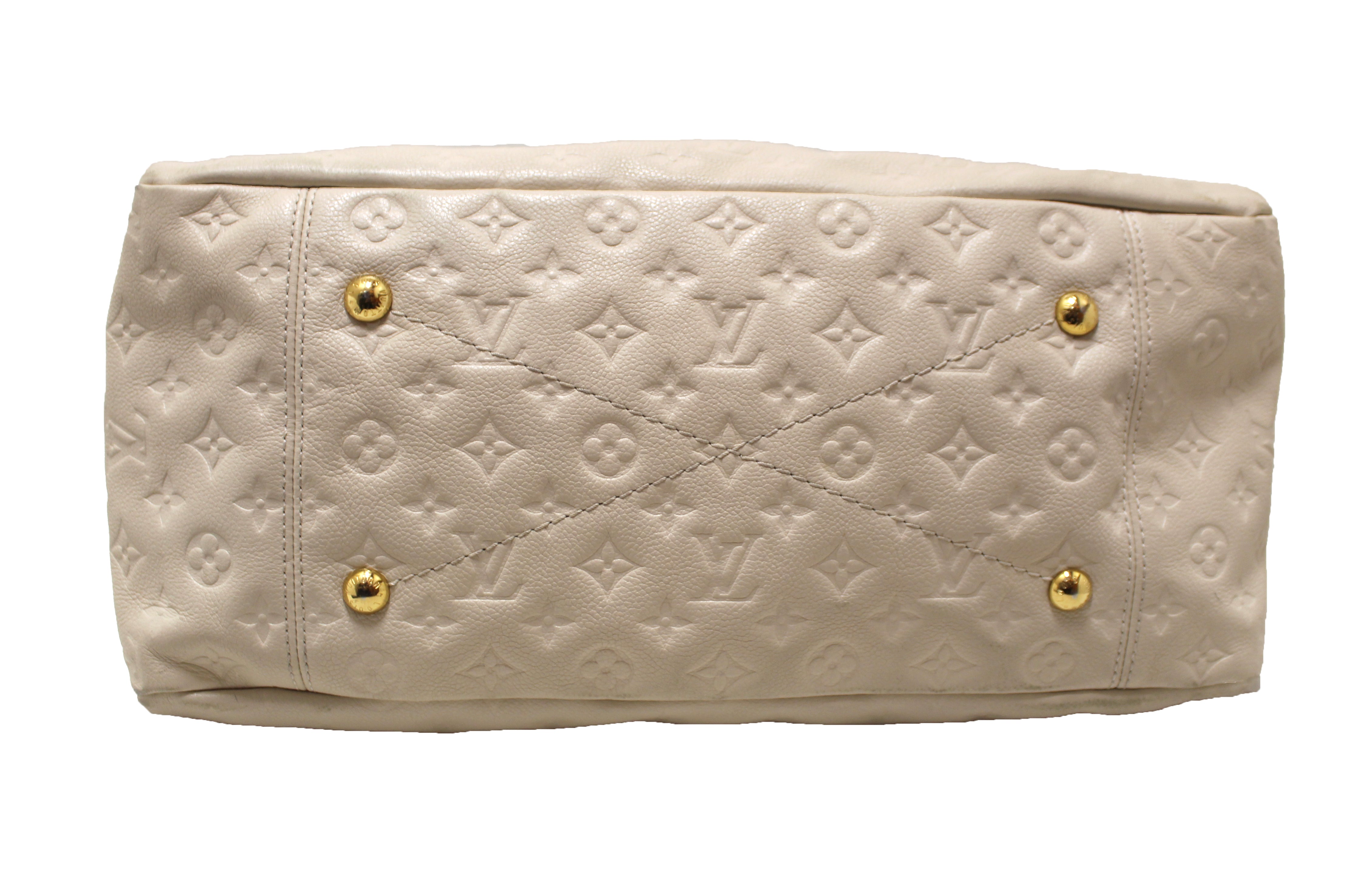 Authentic Louis Vuitton Beige Empreinte Leather Artsy MM Shoulder Tote Bag
