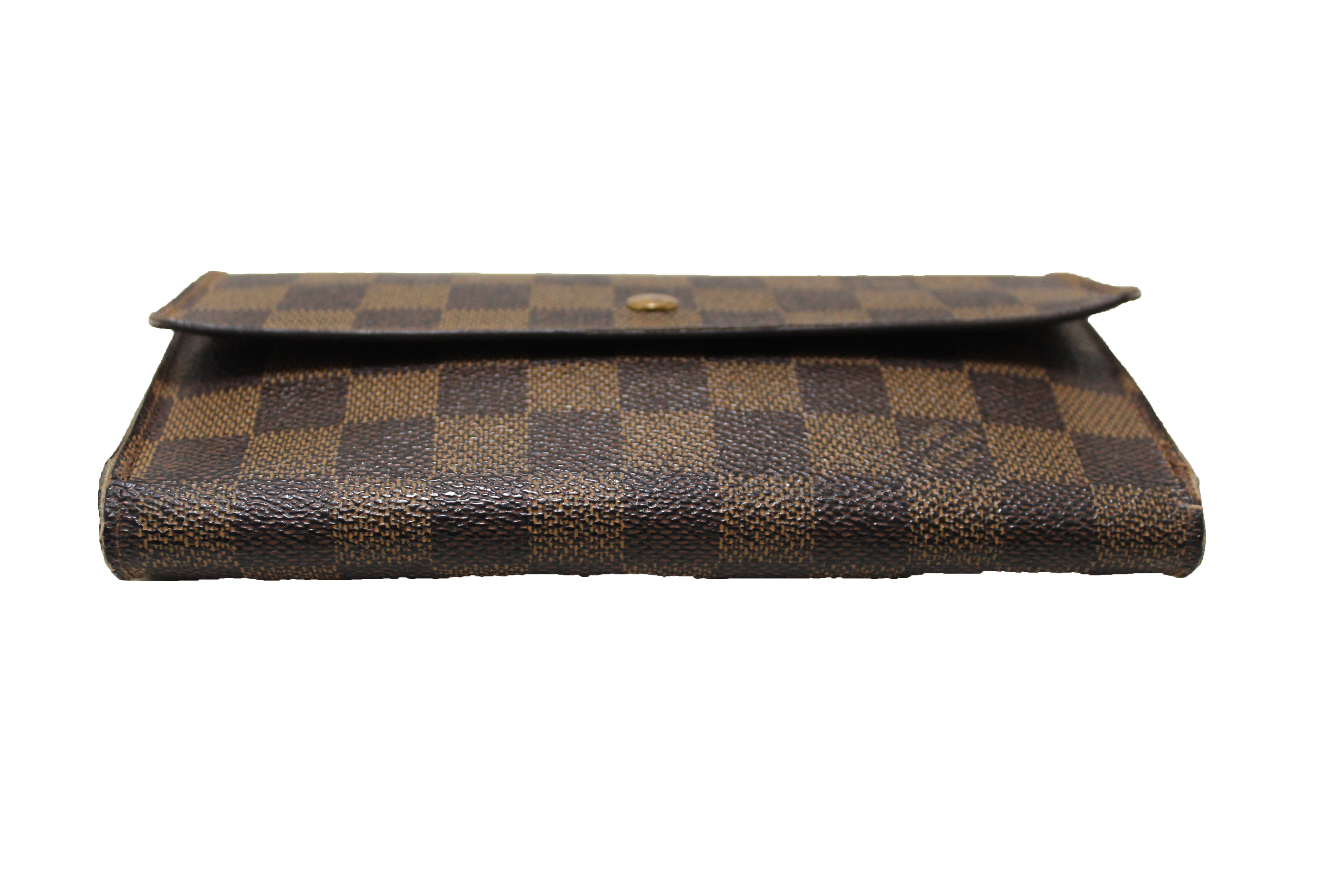 Louis Vuitton Damier Ebene Canvas Tri Fold Wallet For Sale at