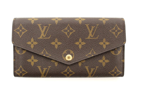 Authentic Louis Vuitton Monogram Canvas Brown Sarah Long Wallet