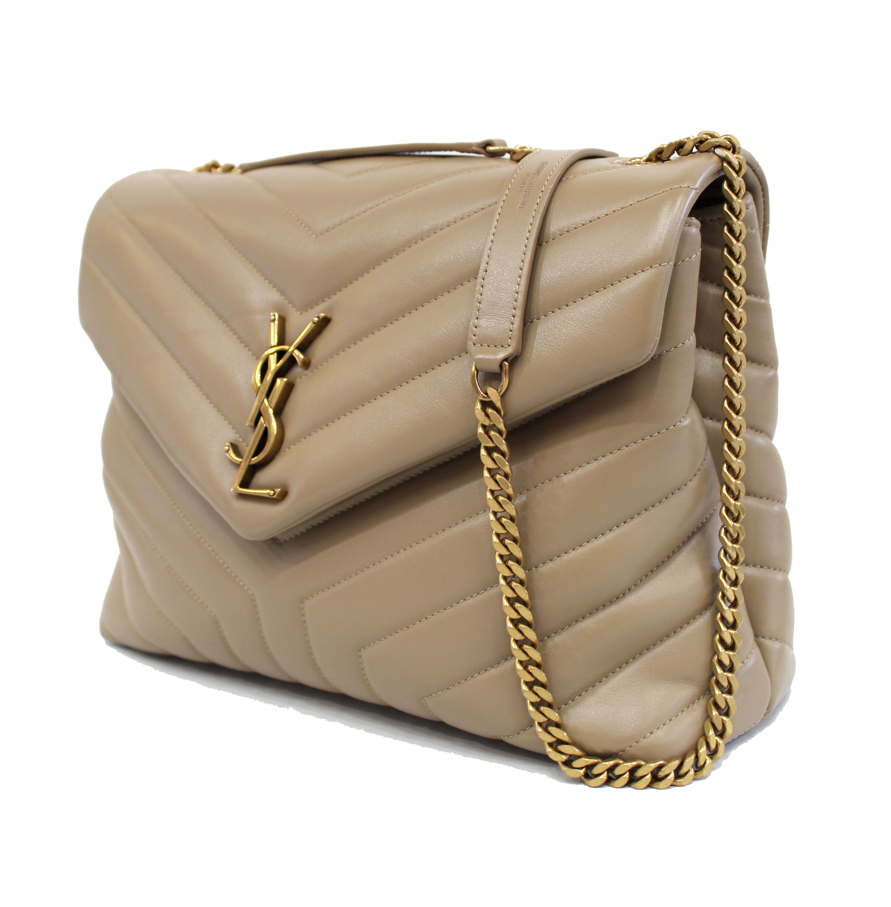 Yves Saint Laurent Beige Quilted Leather Small LouLou Bag - Yoogi's Closet