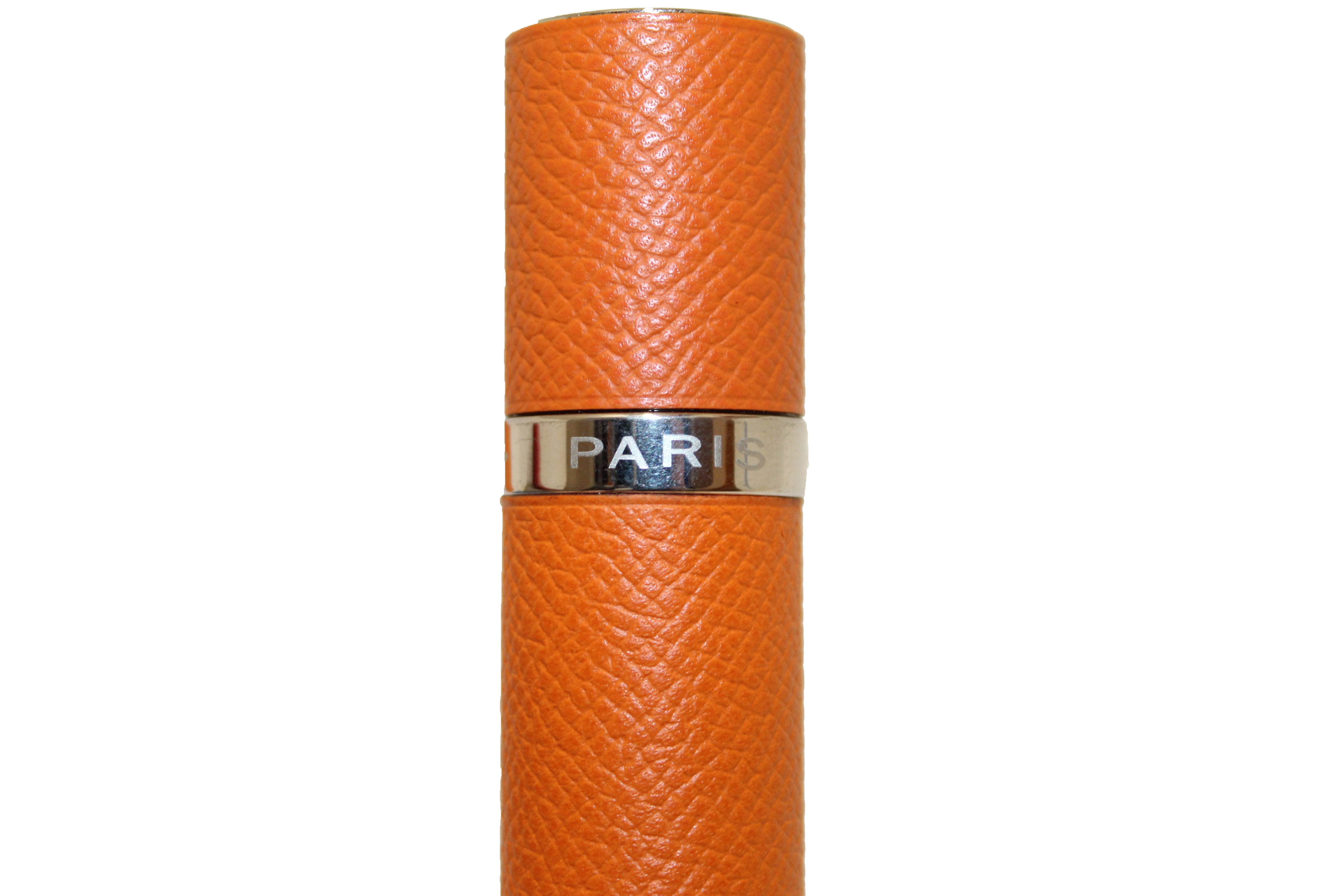 Authentic Hermes Orange Leather Perfume Refillable Case Holder
