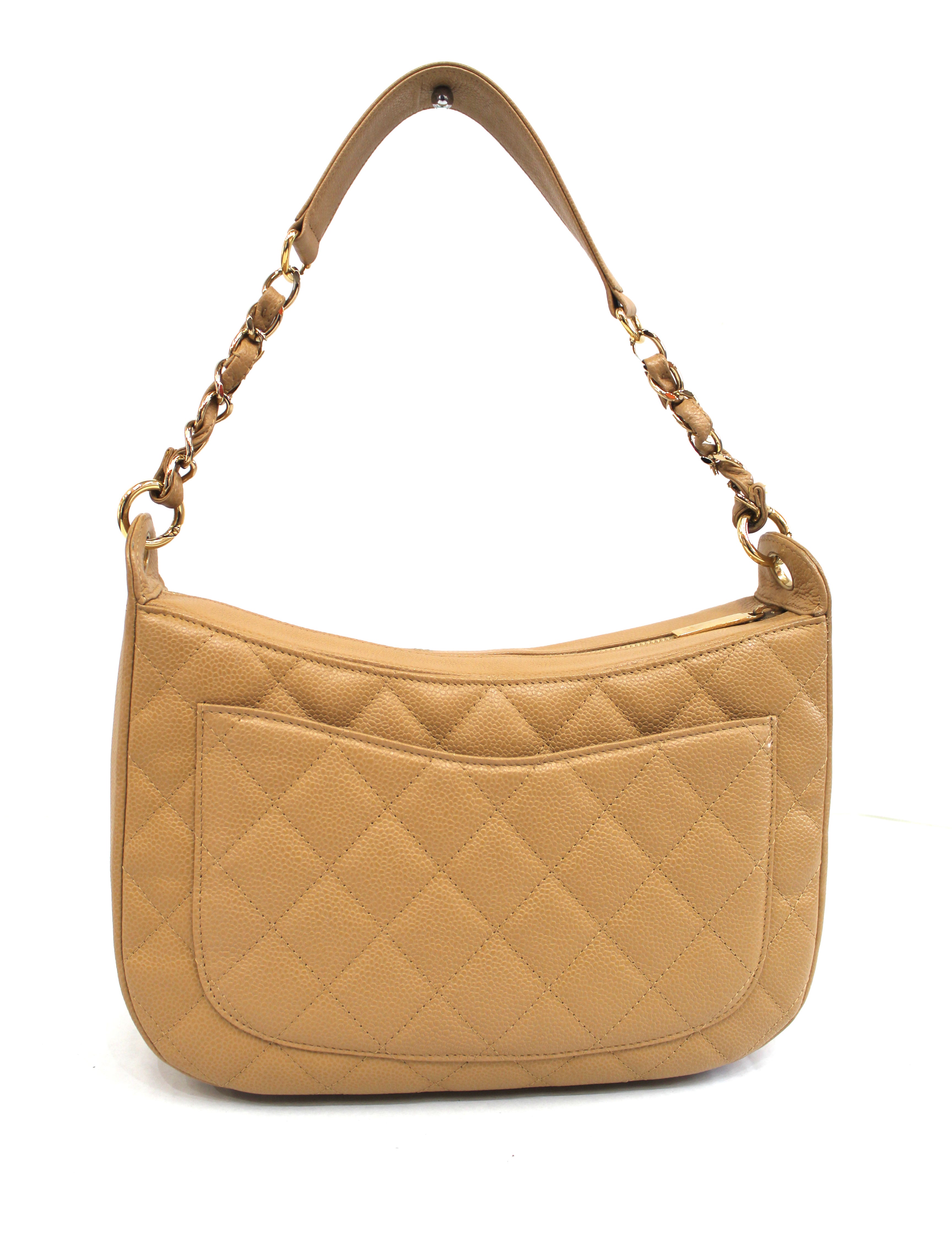 Chanel Caviar Beige Quilted Vintage Square Classic Flap Bag