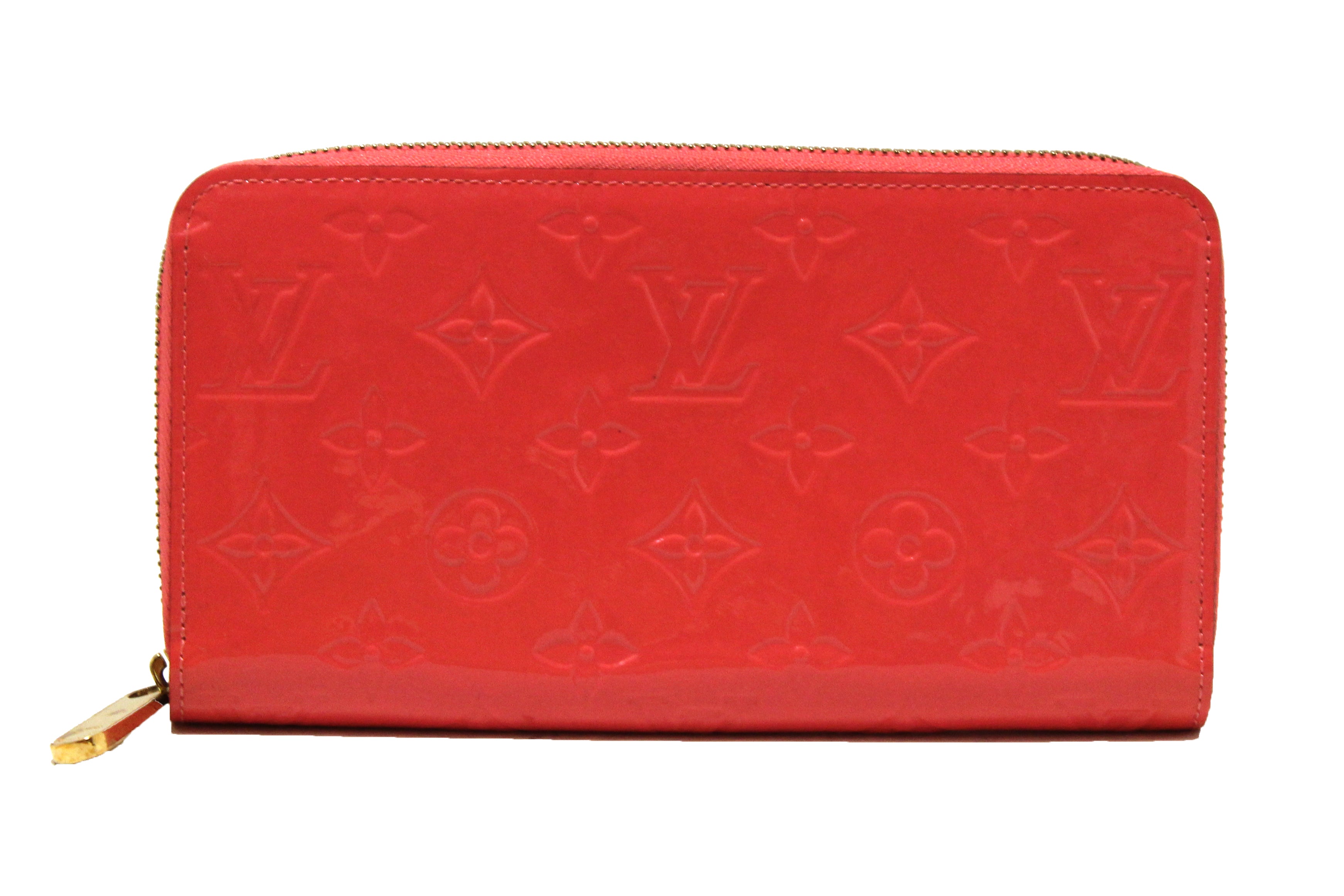 LOUIS VUITTON Monogram Vernis Zippy Wallet Red