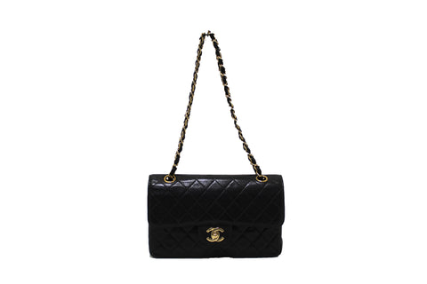 Authentic Chanel Classic Black Caviar Leather Medium Double Flap Bag