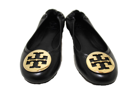 Authentic Tory Burch Black Leather Ballet Flat Shoes Size 8.5