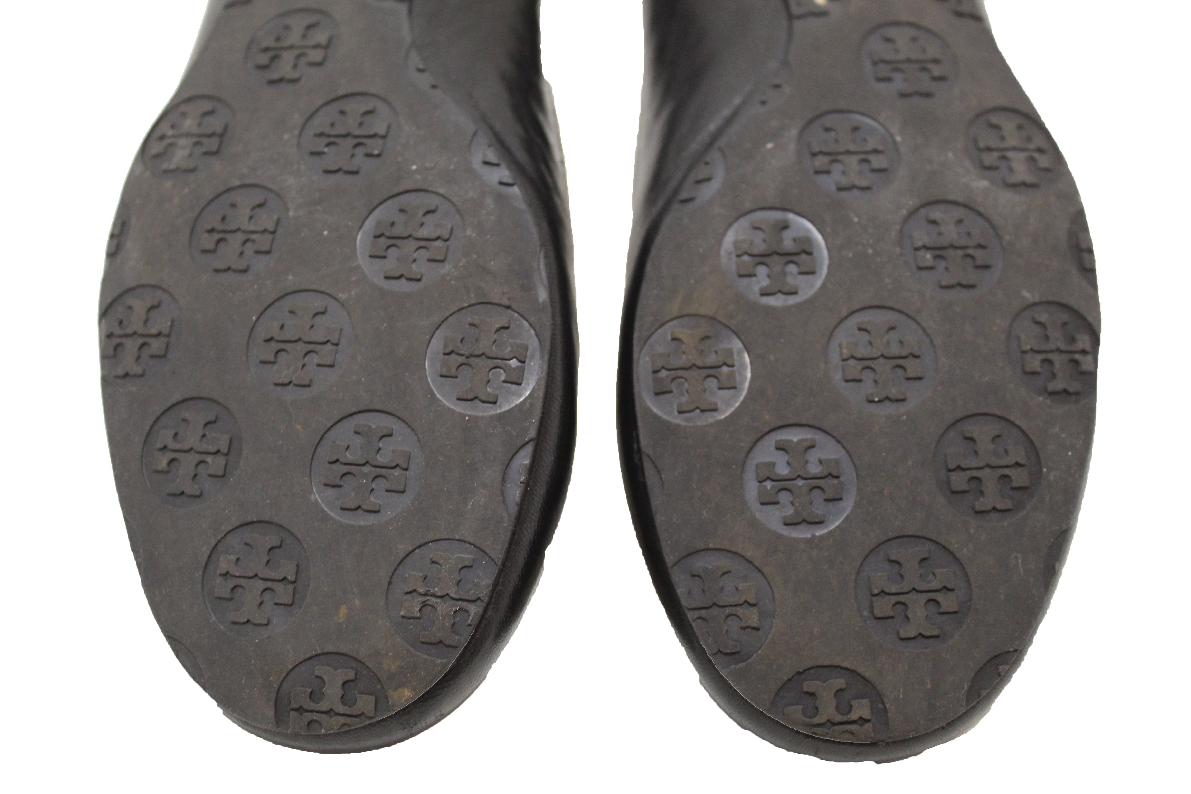 Authentic Tory Burch Black Leather Ballet Flat Shoes Size 8.5