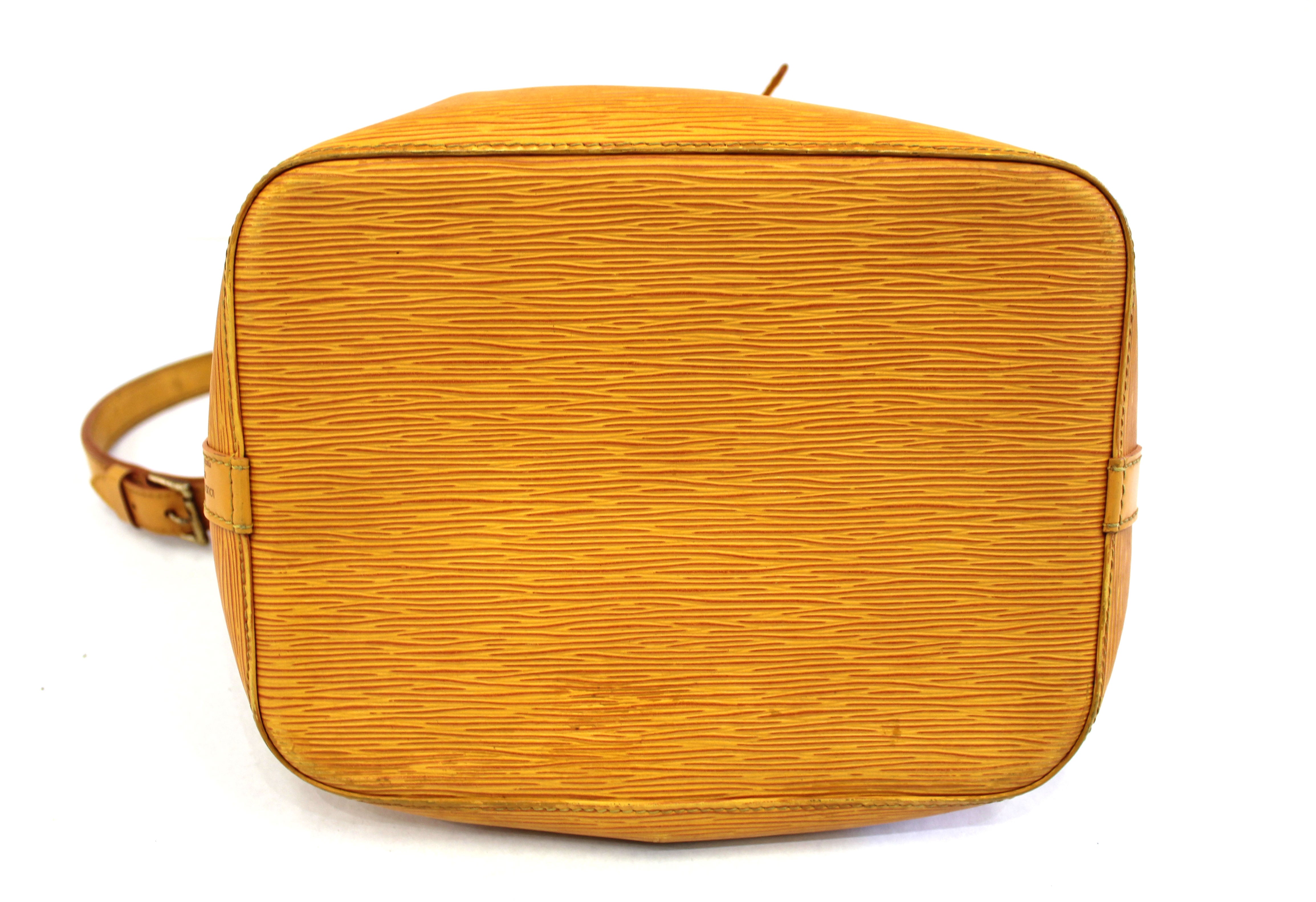 Authentic Louis Vuitton Epi yellow leather Petit Noe bag