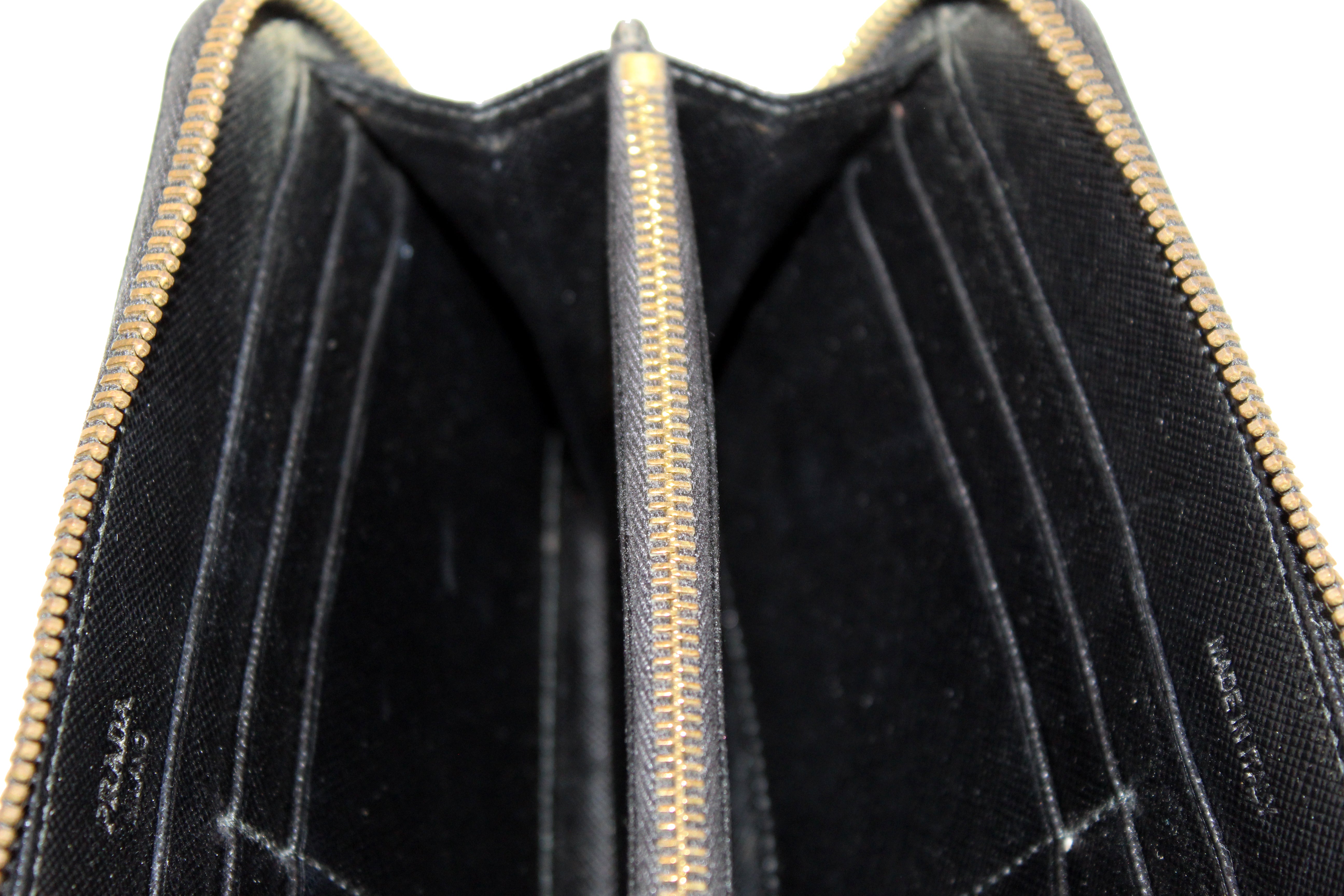 Authentic Prada Black Saffiano Leather Zippy Wallet