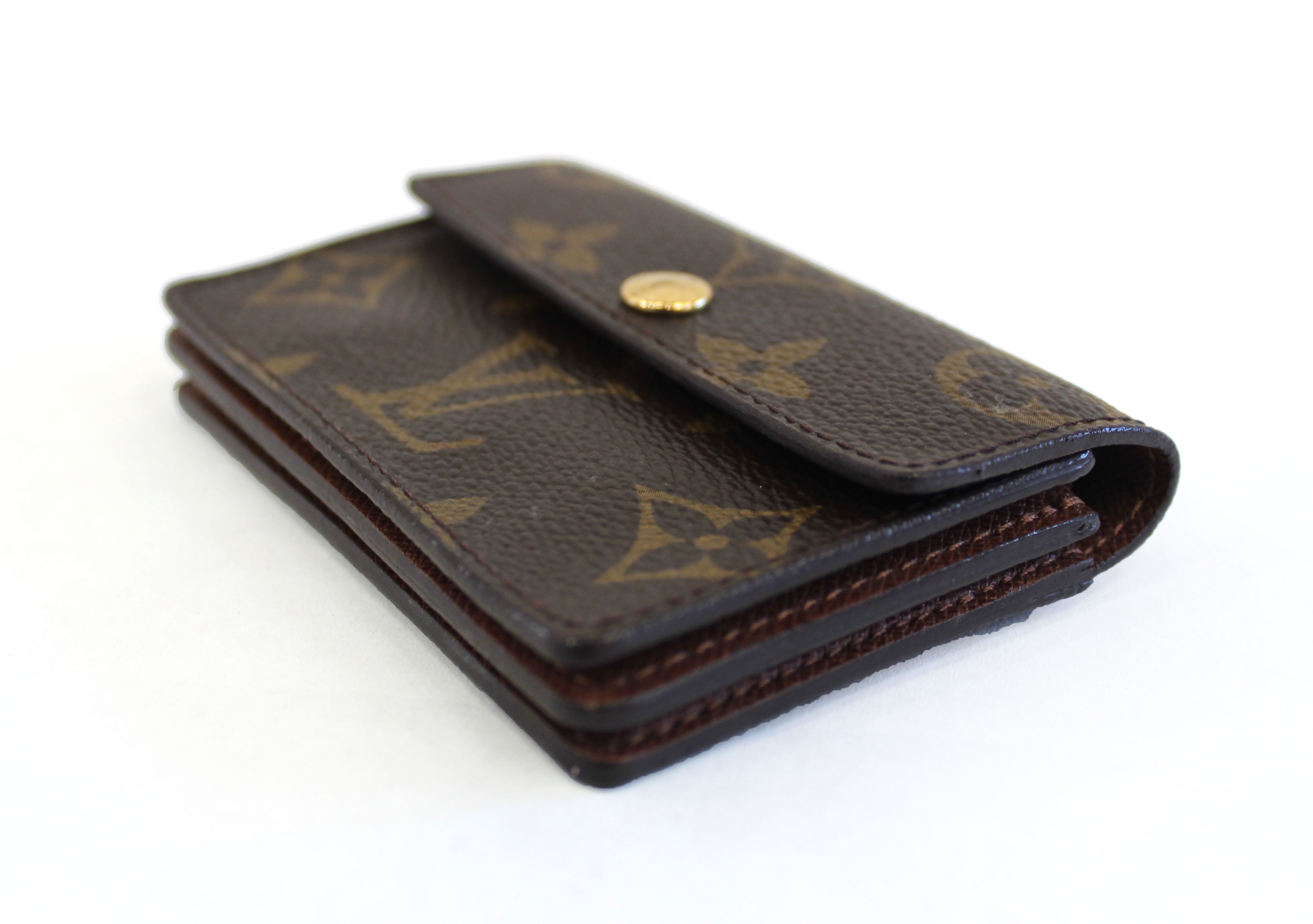 Shop Louis Vuitton Canvas Leather Folding Wallet Logo Card Holders