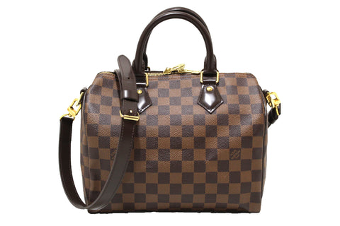 Authentic Louis Vuitton Damier Ebene Speedy 25 Bandouliere Bag