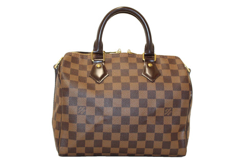 Authentic Louis Vuitton Damier Ebene Speedy 25 Bandouliere Bag