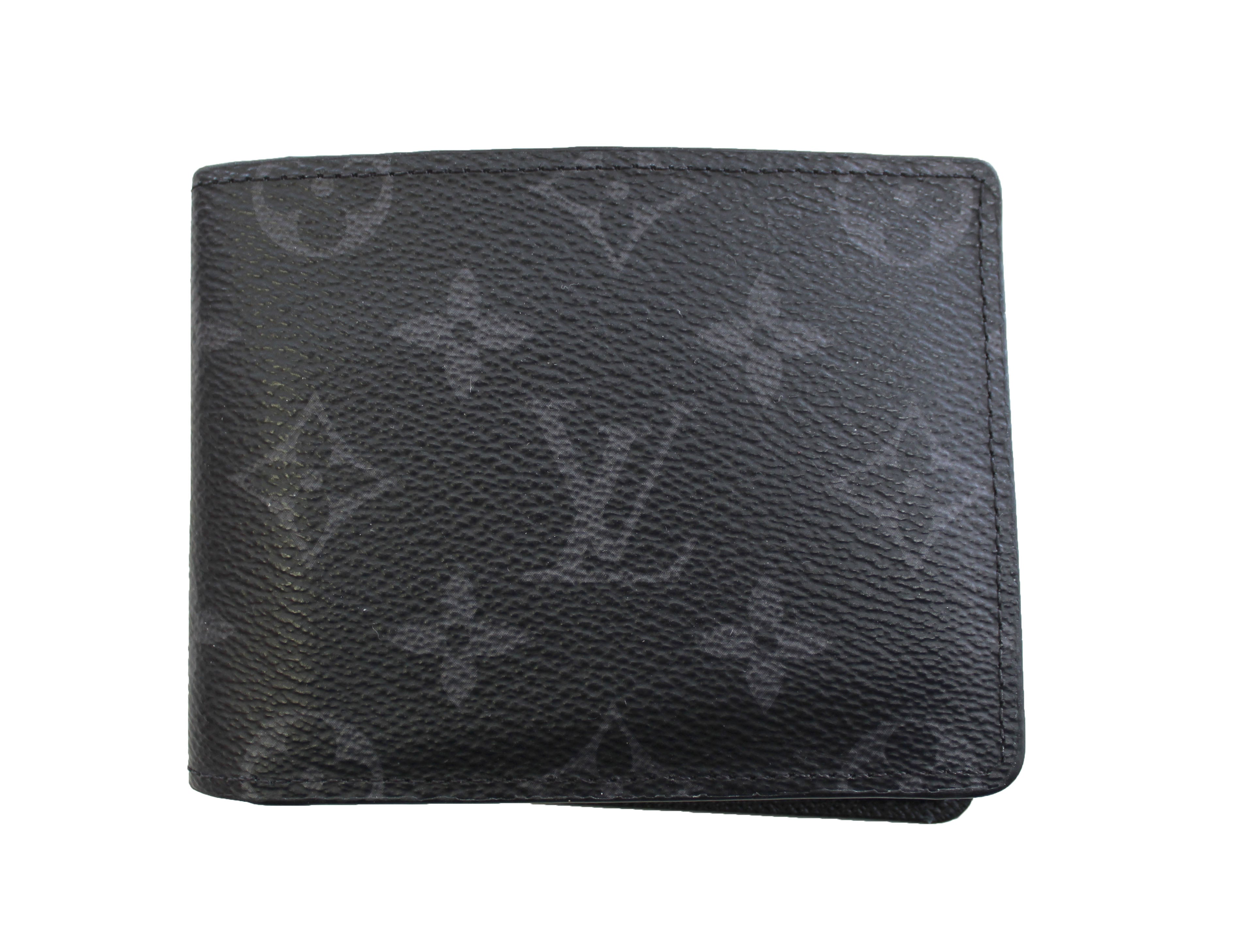 Authentic Louis Vuitton Grey Black Monogram Eclipse Canvas Men's Multiple Wallet