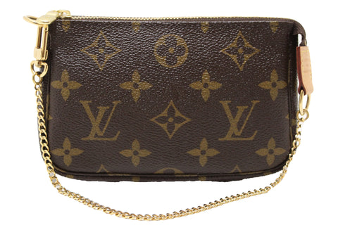 Authentic Louis Vuitton Classic Monogram Canvas Mini Pochette Clutch Bag