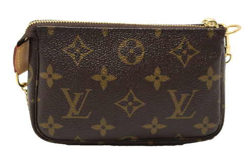 Authentic Louis Vuitton Classic Monogram Canvas Mini Pochette Clutch Bag