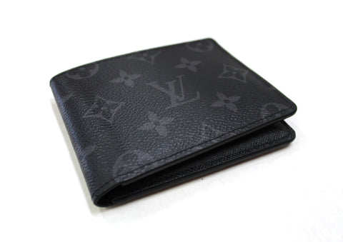 Authentic Louis Vuitton Grey Black Monogram Eclipse Canvas Men's Multiple Wallet