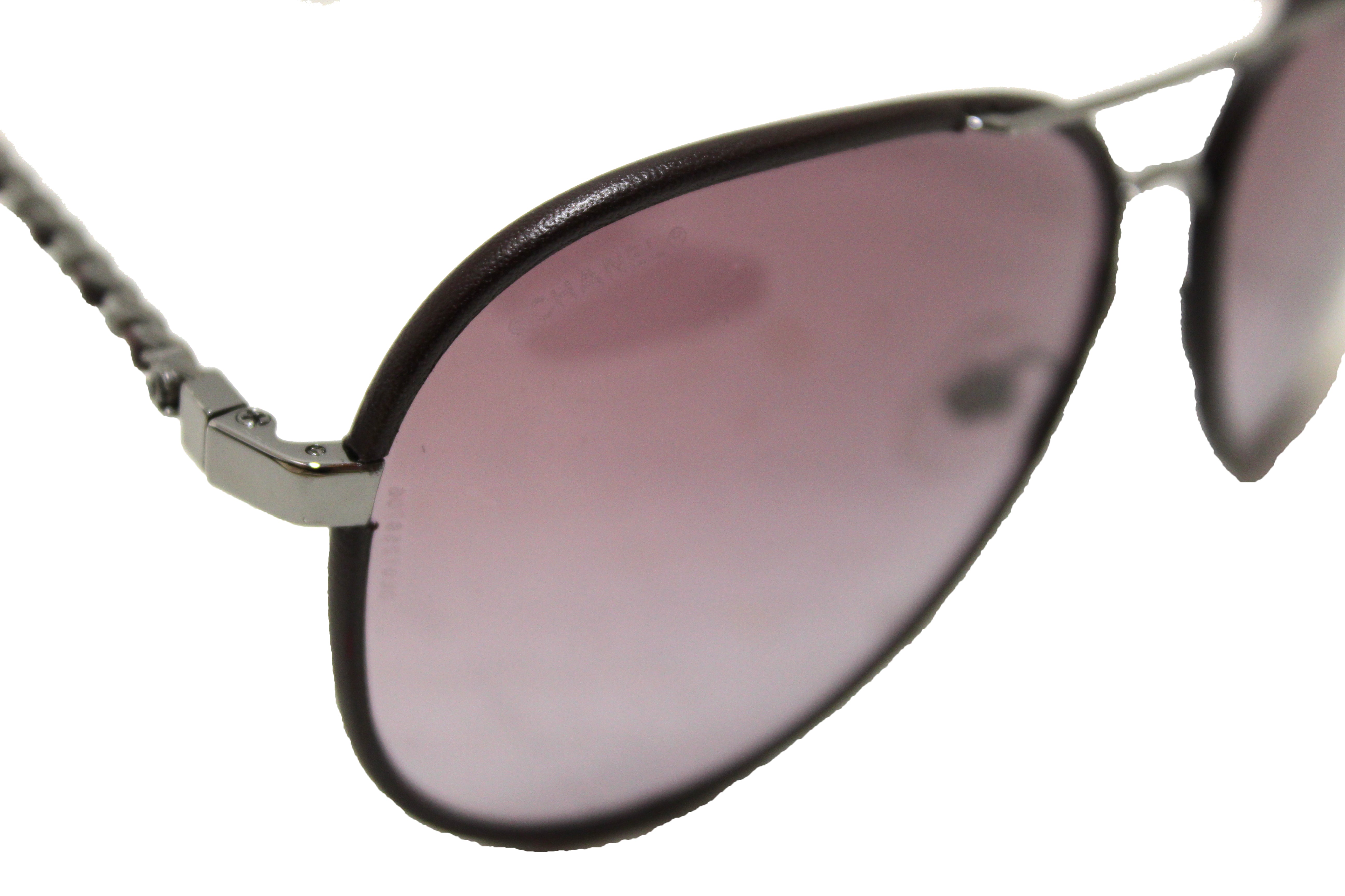 Chanel Brown Leather CC Aviator Pilot Winter Sunglasses - 4219