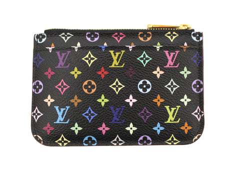 Authentic Louis Vuitton Black Multicolor Cles Coin Key Pouch Case