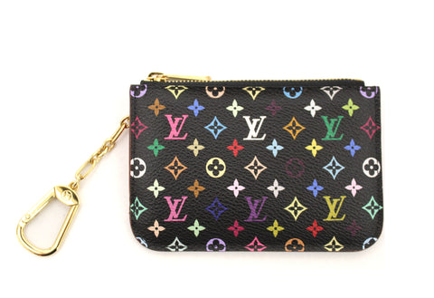 Authentic Louis Vuitton Black Multicolor Cles Coin Key Pouch Case