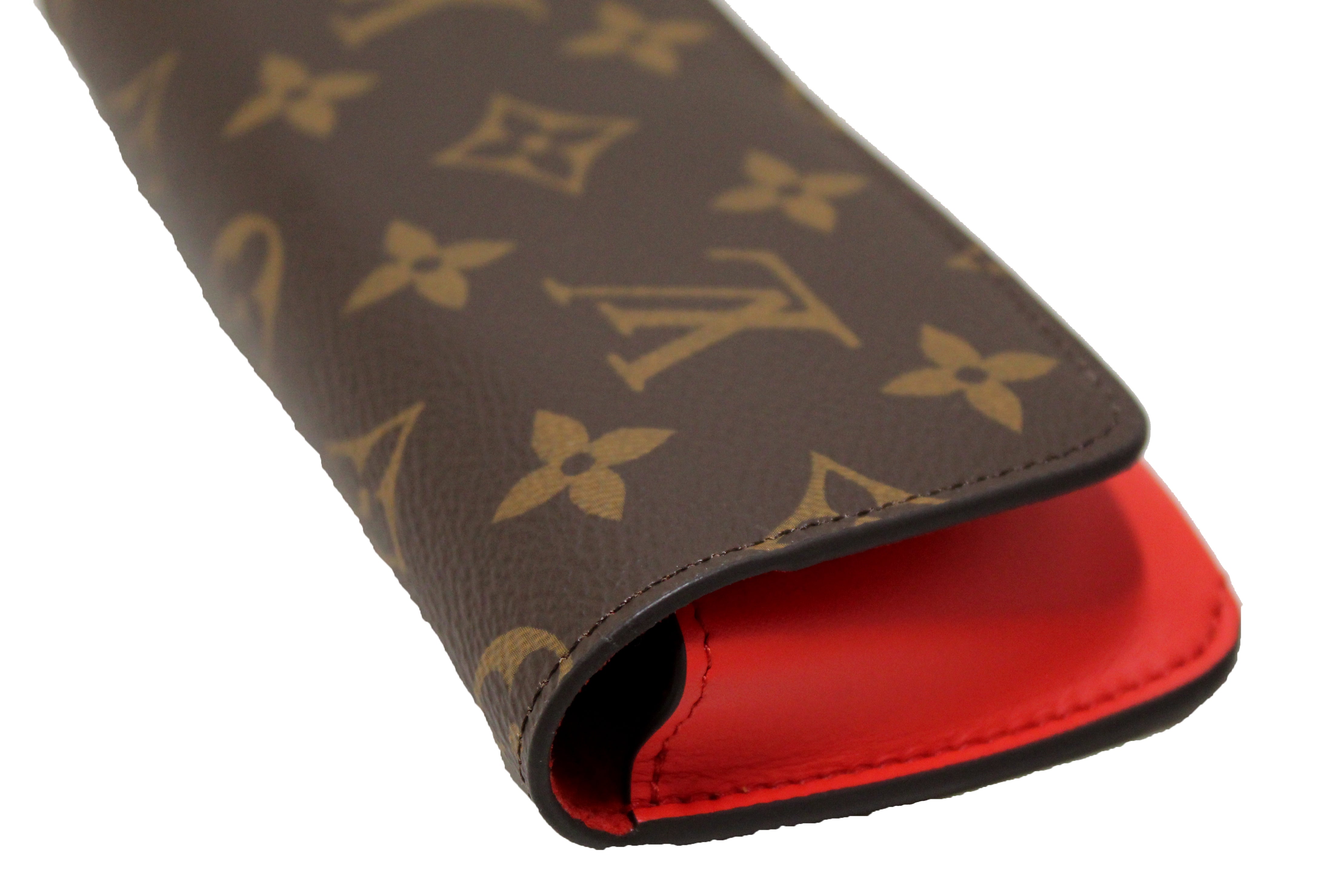 Louis Vuitton, Accessories, Louis Vuitton Woody Glasses Case Monogram  Canvas And Leather Brown Red