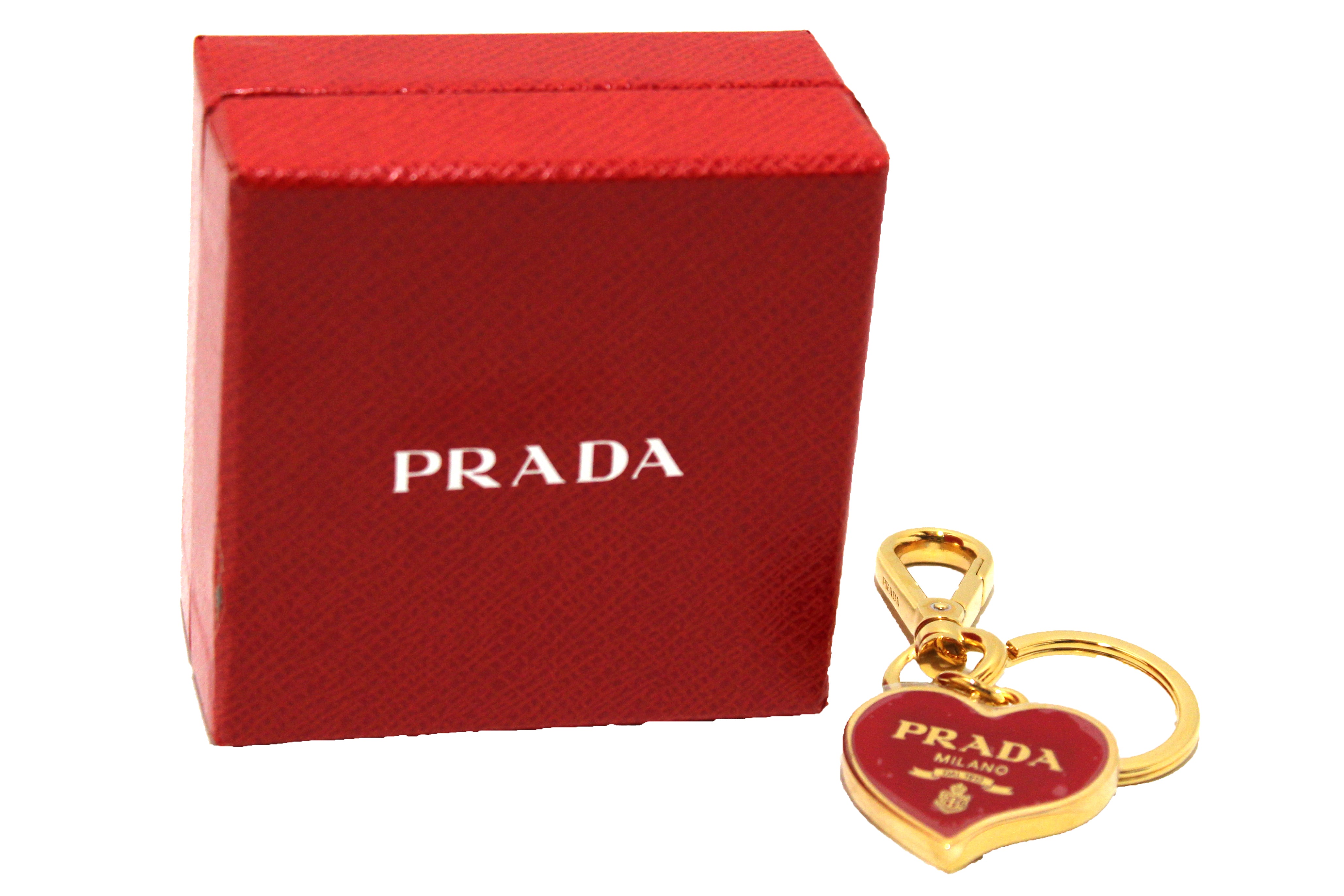 Authentic NEW Prada Red Heart Key Ring/Bag Charm